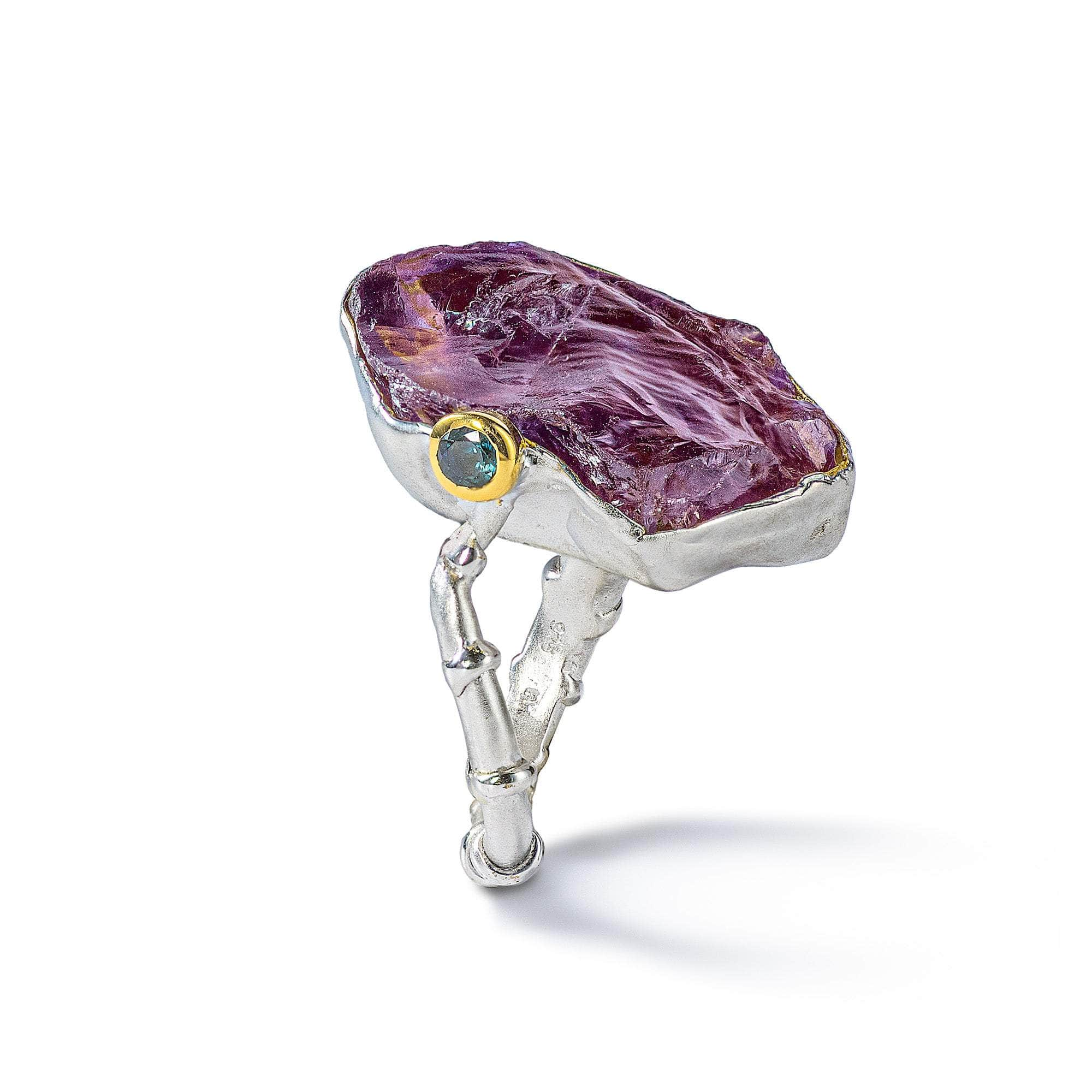 Lorane Rough Amethyst and Blue Sapphire Ring GERMAN KABIRSKI