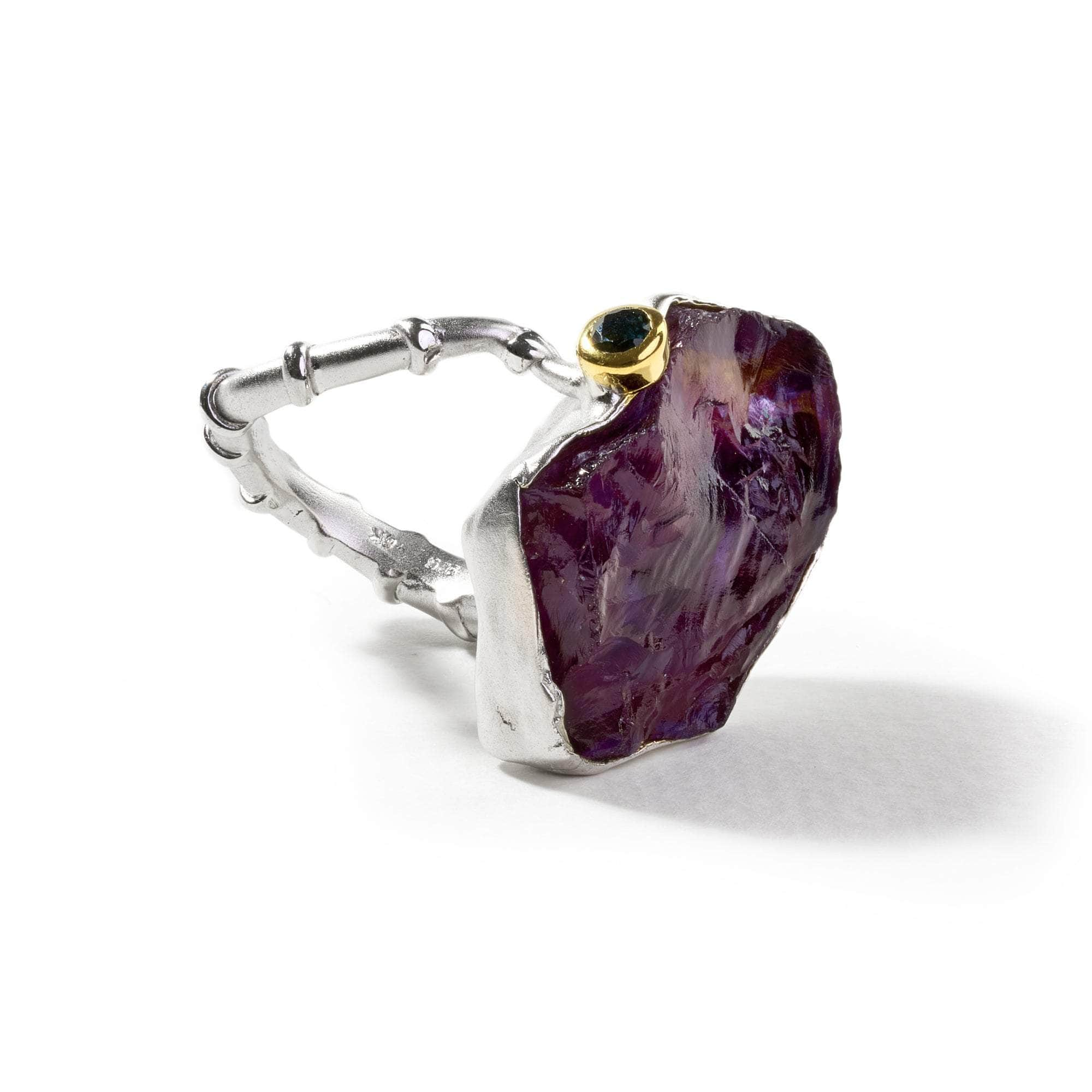 Lorane Rough Amethyst and Blue Sapphire Ring GERMAN KABIRSKI