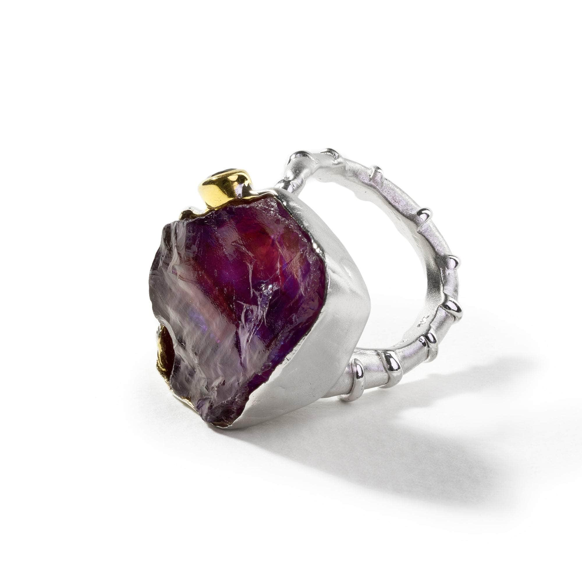 Lorane Rough Amethyst and Blue Sapphire Ring GERMAN KABIRSKI