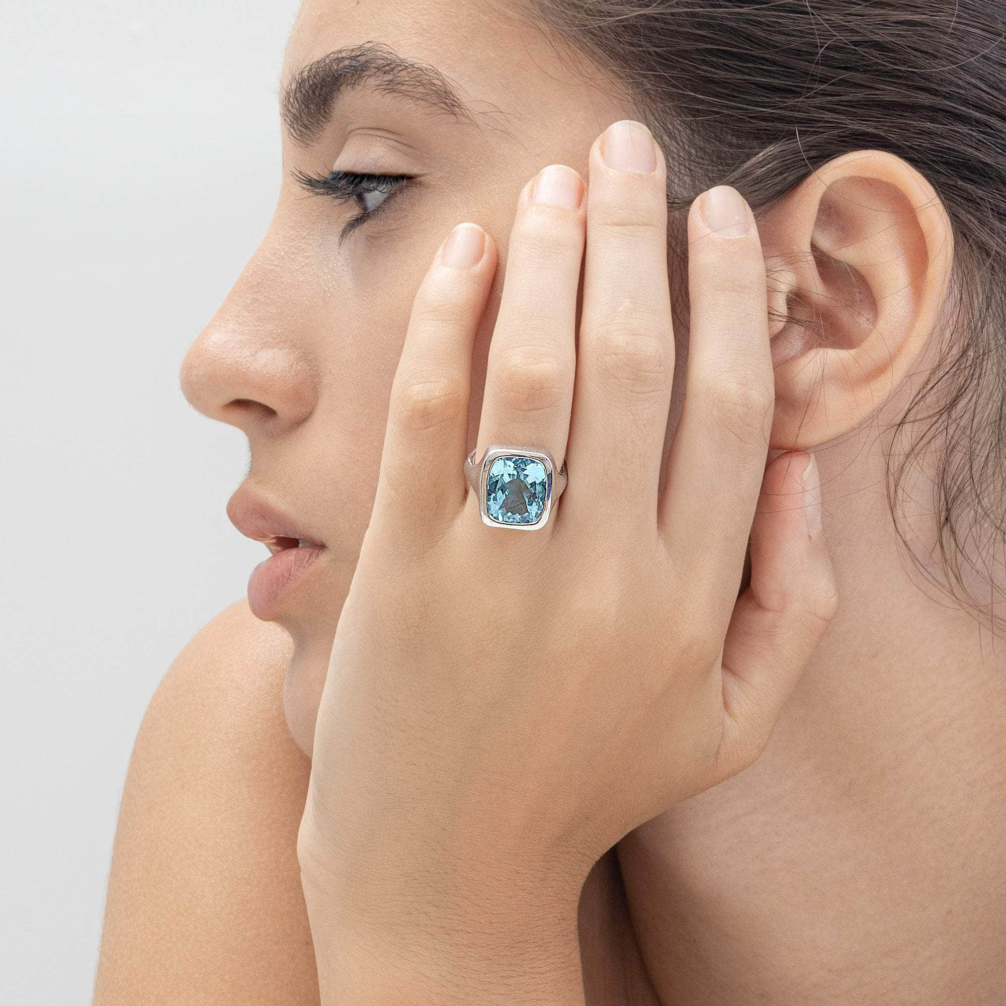 Magnus Blue Topaz Ring (White Rhodium) GERMAN KABIRSKI