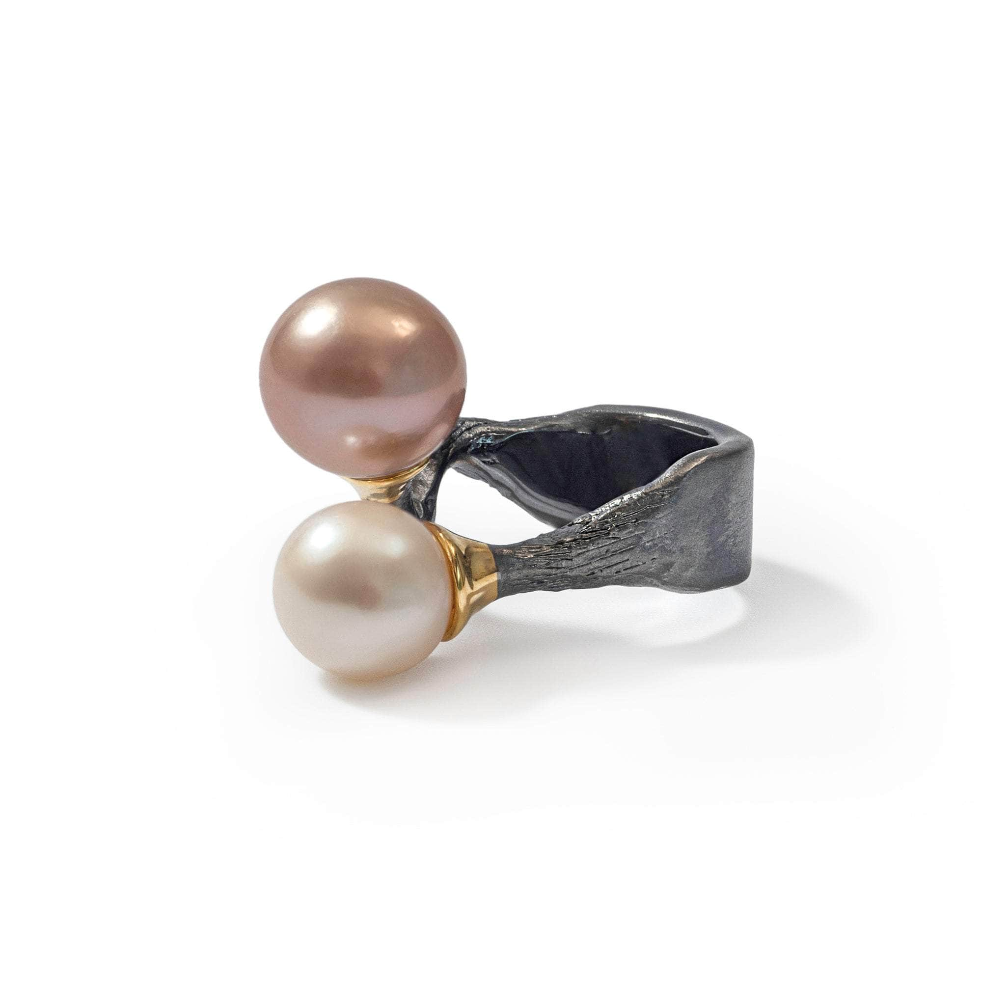 Mare Purple Pearl and White Pearl Ring (Black Rhodium, Gold 18K) GERMAN KABIRSKI