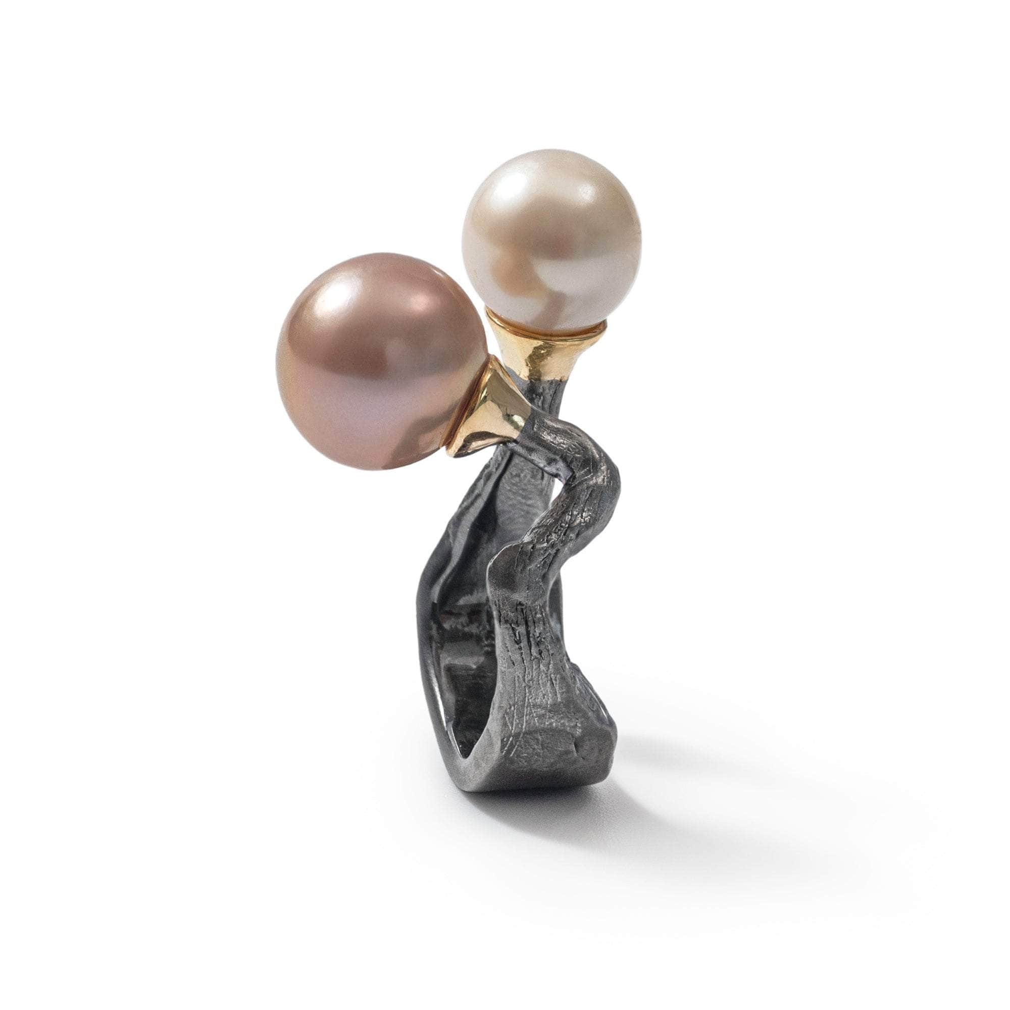 Mare Purple Pearl and White Pearl Ring (Black Rhodium, Gold 18K) GERMAN KABIRSKI