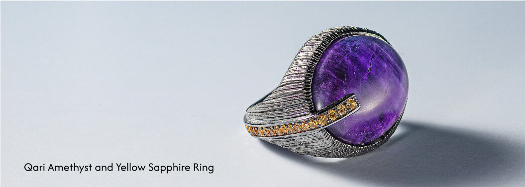 qari amethyst and yellow sapphire ring