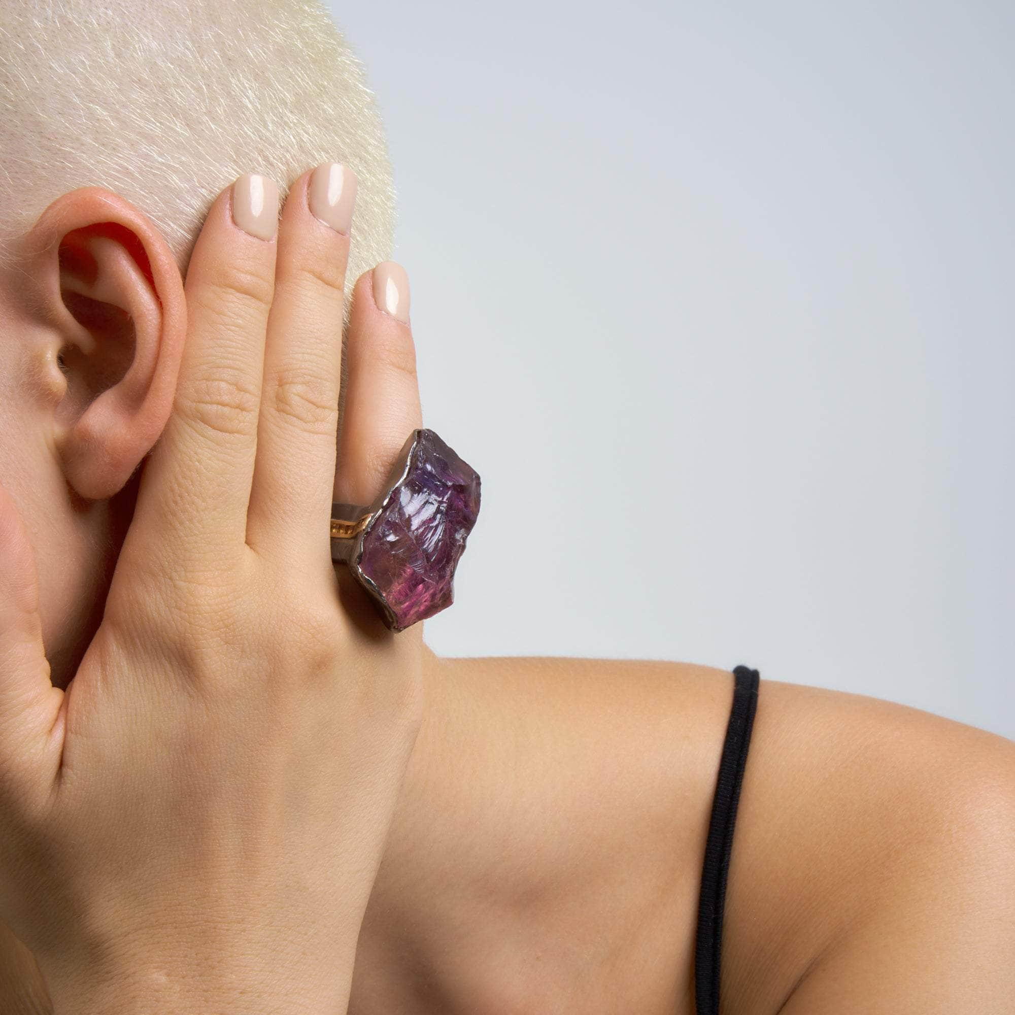 Nyxo Rough Amethyst and Orange Sapphire Ring GERMAN KABIRSKI