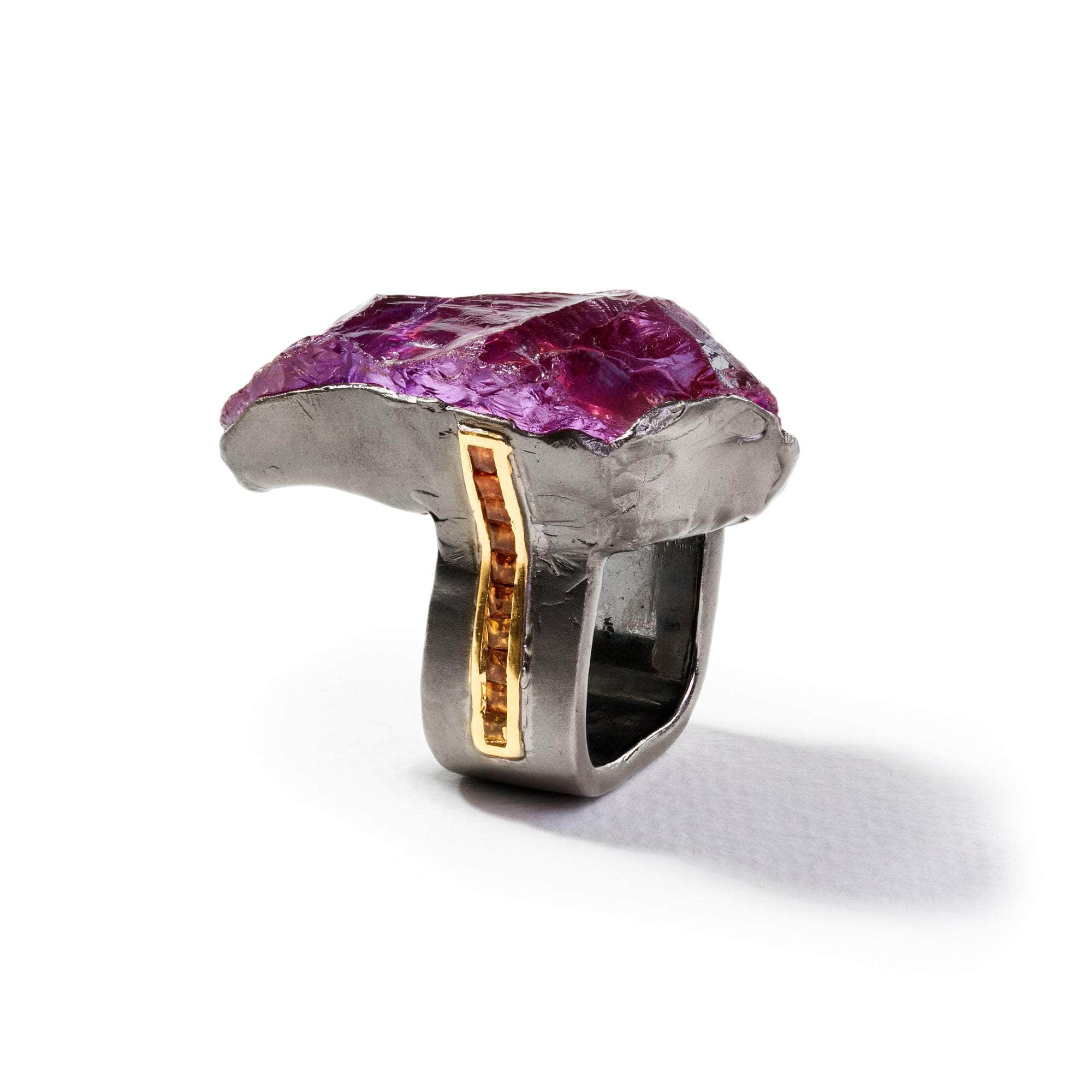 Nyxo Rough Amethyst and Orange Sapphire Ring GERMAN KABIRSKI