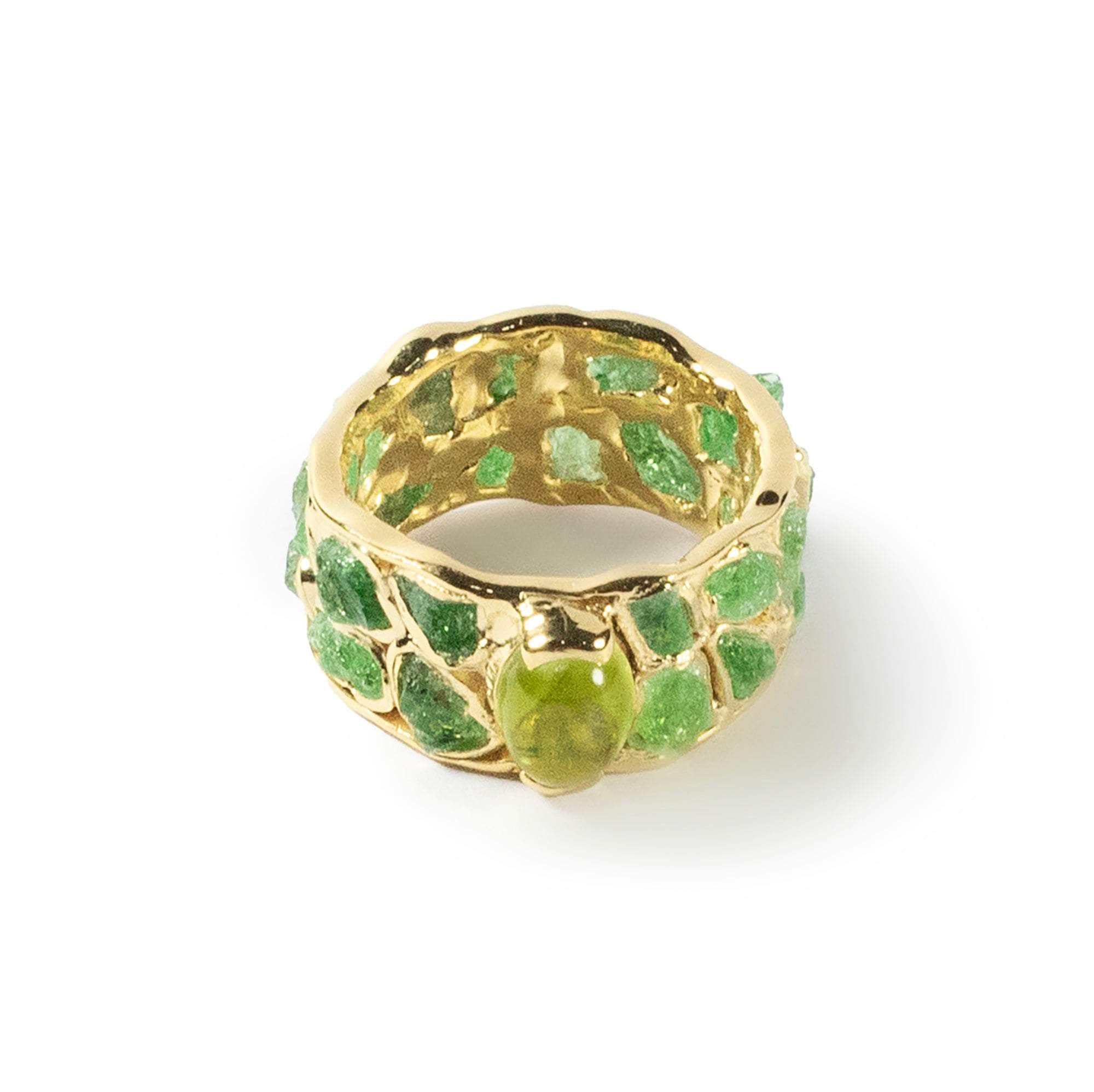 Omena Rough Tsavorite and Peridot Ring GERMAN KABIRSKI