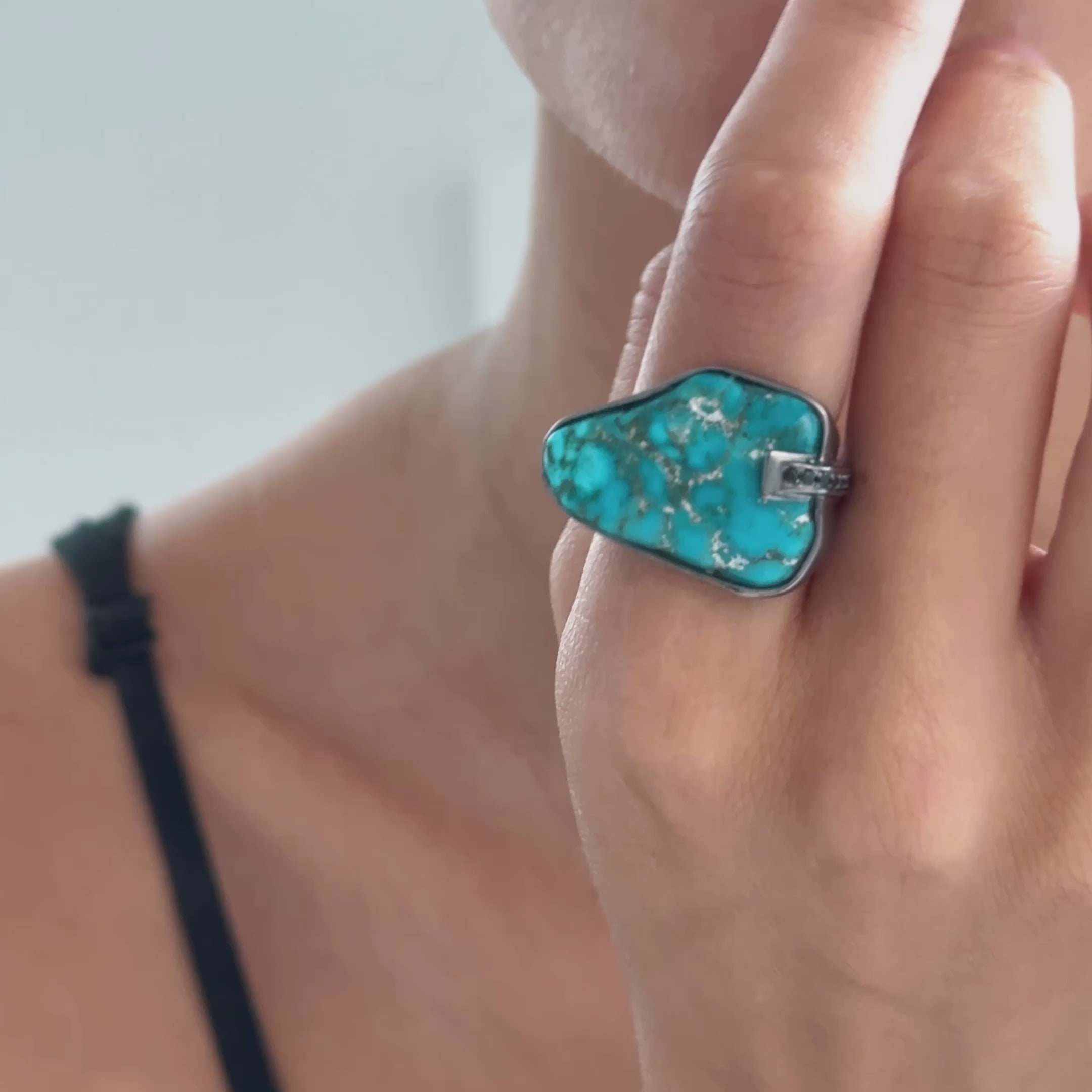 Neela Rough Turquoise and Spinel Ring