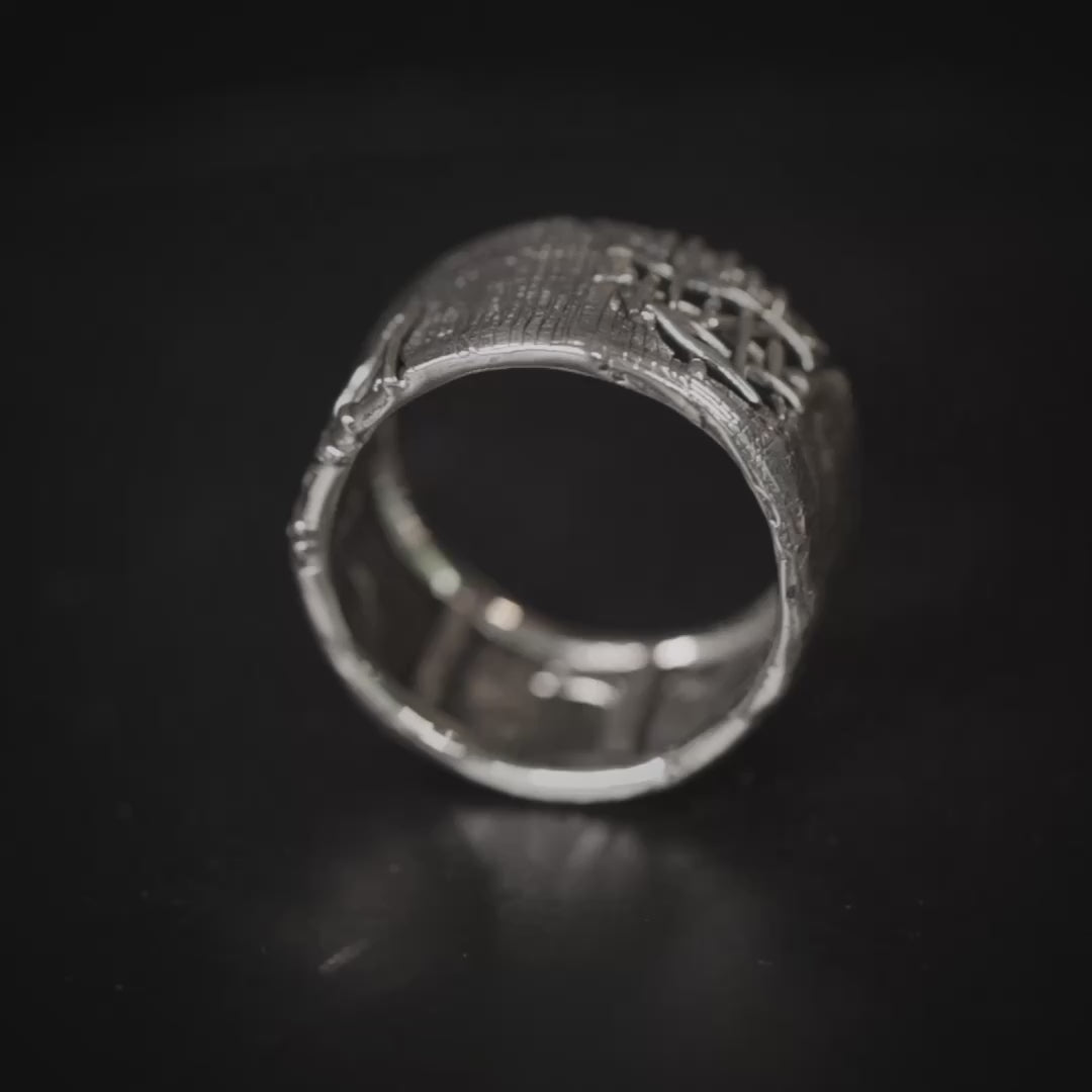 Alcyon Unisex Oxidized 925 Sterling Silver Woven Texture Ring