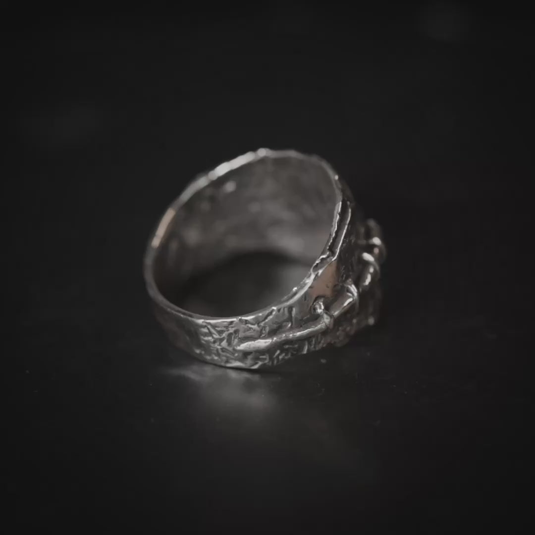Chimera Textured Oxidized 925 Sterling Silver Ring