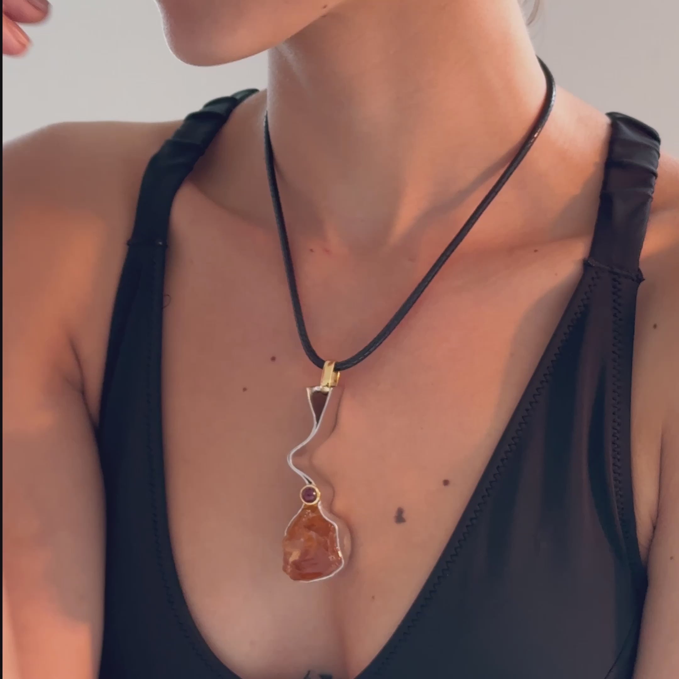 Ajax Citrine and Tourmaline Pendant