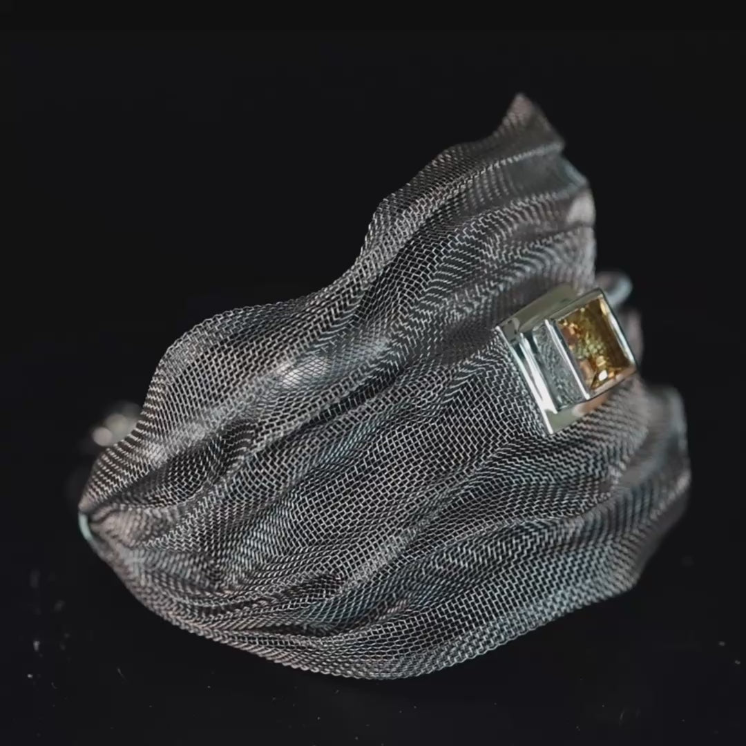 Nagare Limited Edition Silver & Titanium Mesh Bracelet with Natural Citrine