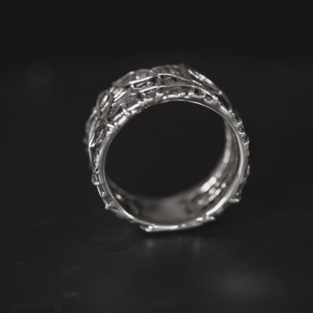 Chandail Oxidized 925 Silver Ring with Organic Webbed Texture