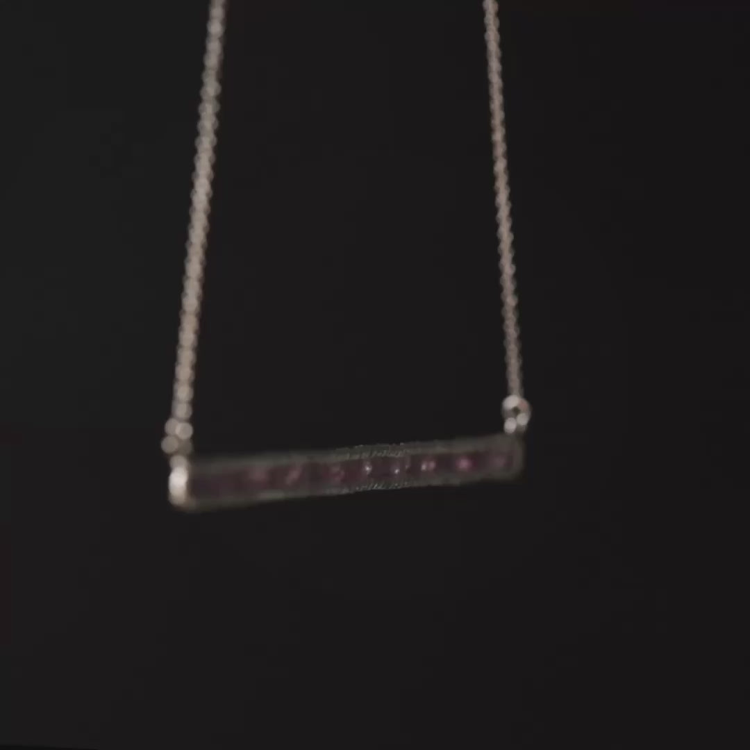 Lithos 925 Sterling Silver Necklace with Raw Pink Sapphires and Anti-Tarnish Coating