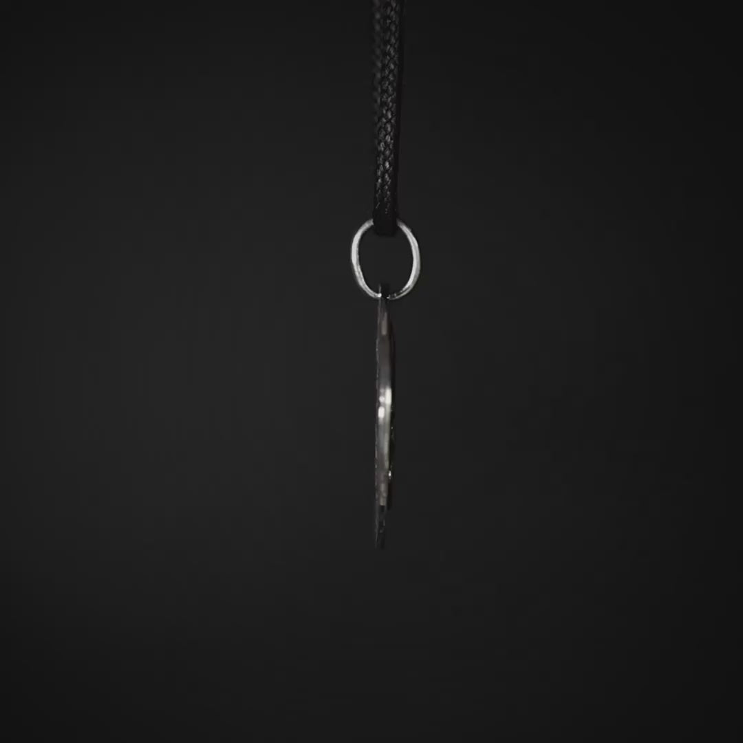 Dhara Oxidized 925 Sterling Silver Round Pendant with Half-Skull Relief