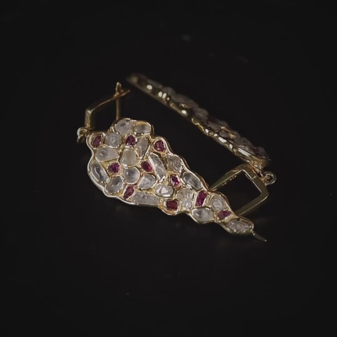 Tarina Limited Edition Earrings with Raw White Zircon & Ruby in 14K Gold Plated Sterling Silver