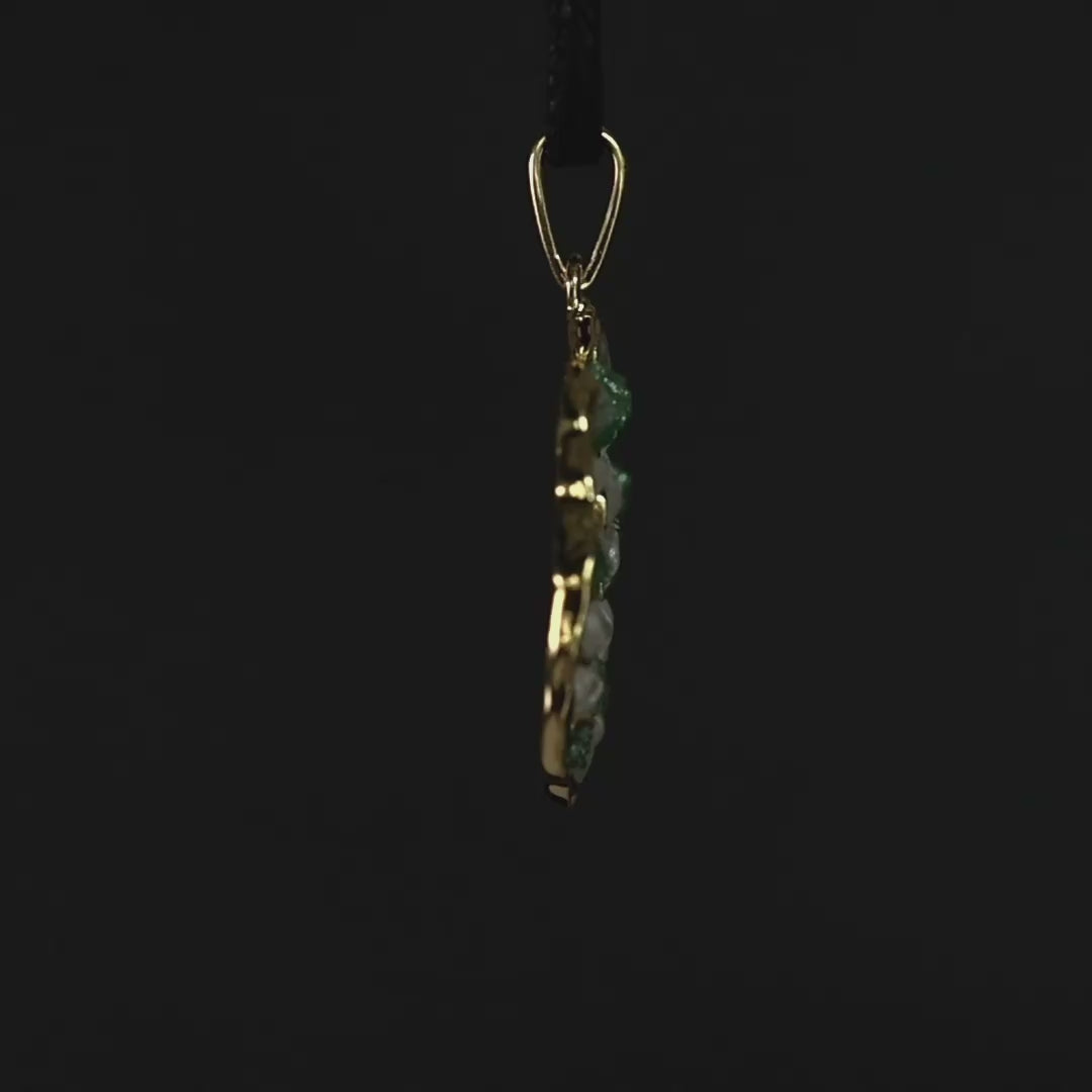 Saori Handcrafted Disc Pendant in Gold Plated Silver with Raw White Zircon & Tsavorite