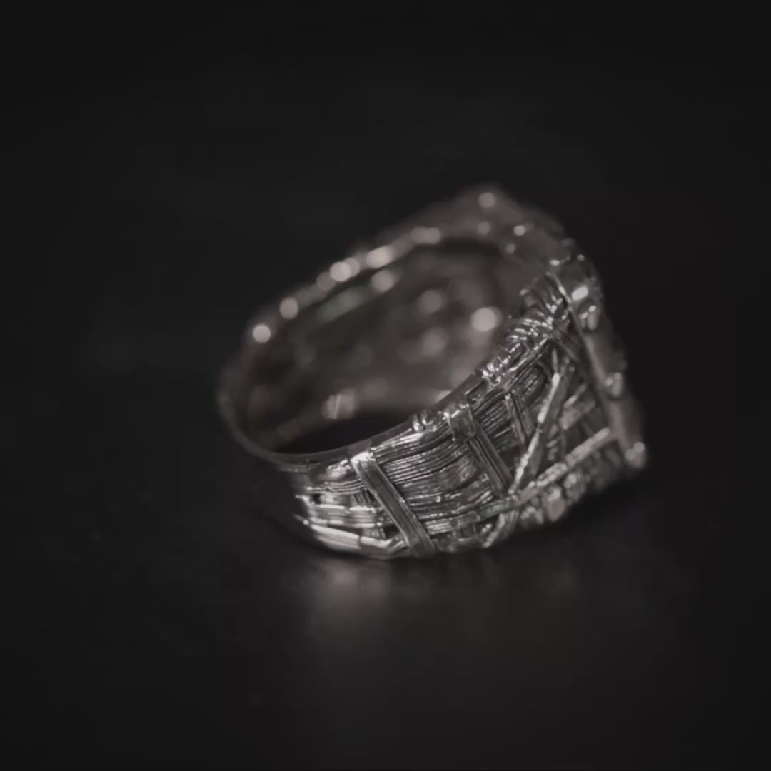 Dentelle Oxidized 925 Silver Ring with Chaotic Woven Texture