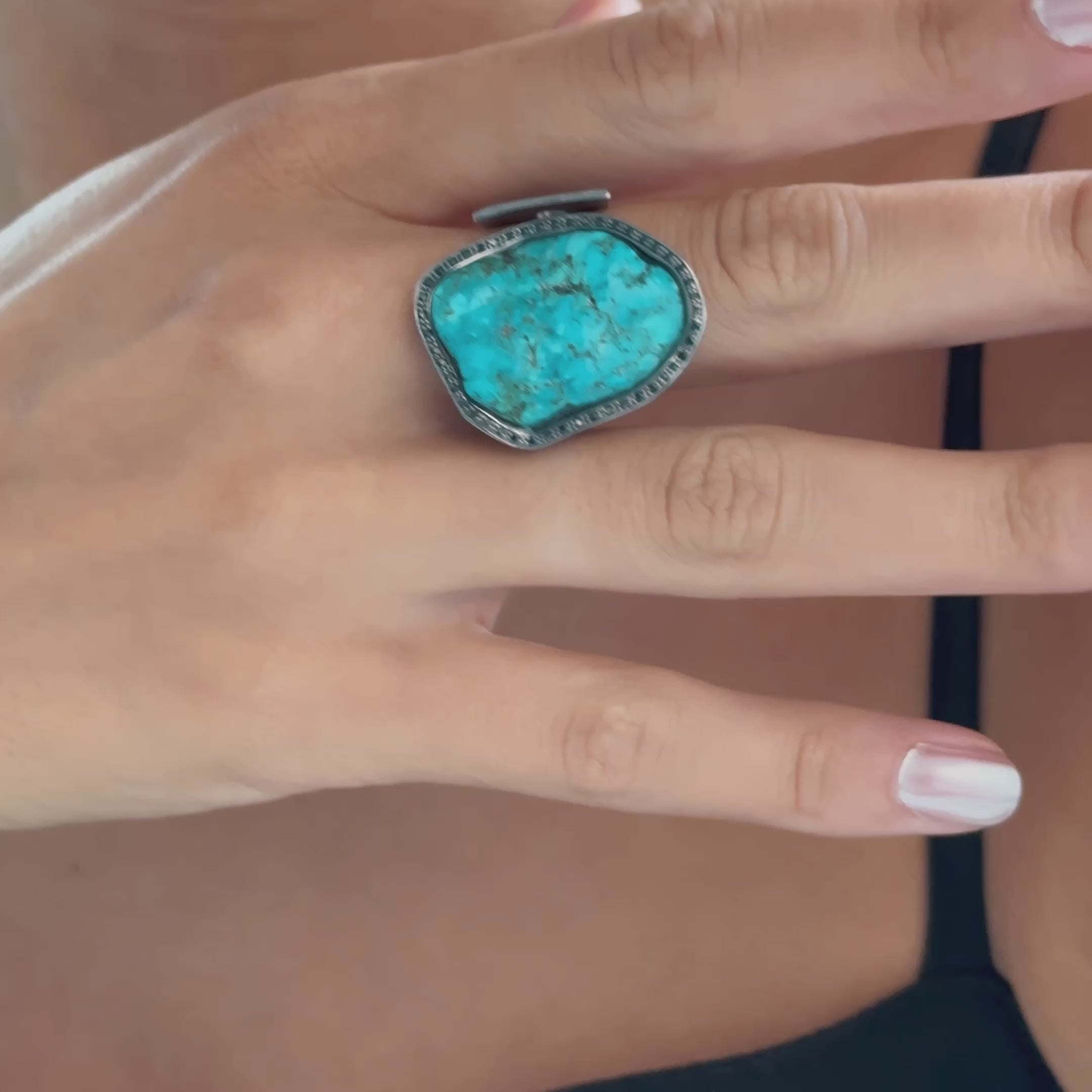 Hara Rough Turquoise and Spinel Ring