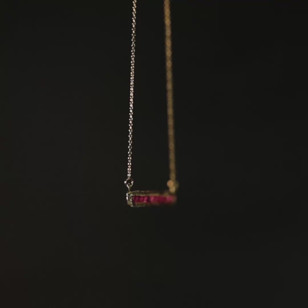 Lithos 14K Gold-Plated 925 Sterling Silver Necklace with Natural Raw Rubies