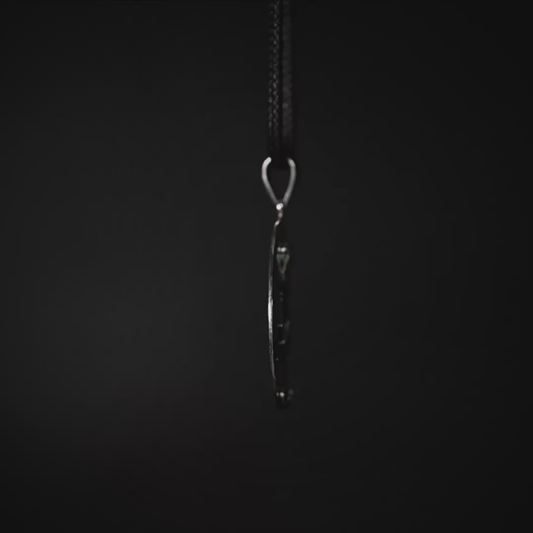 Veda Oxidized 925 Sterling Silver Pendant with Praying Monk Motif