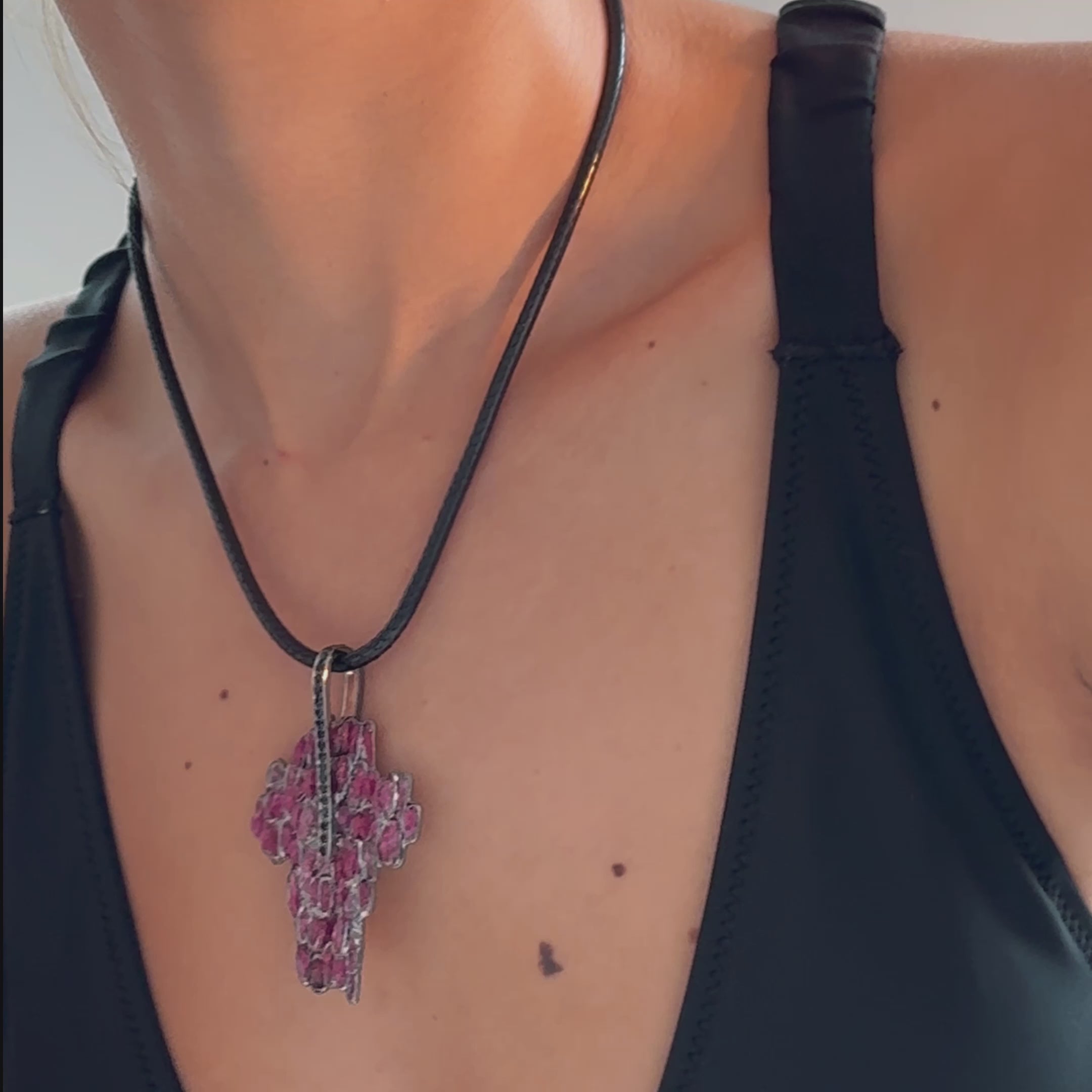 Kreuz Rough Ruby and Spinel Pendant