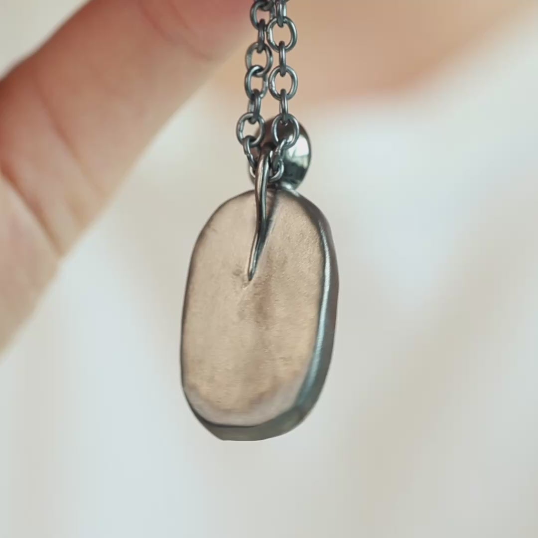 Bel Sterling Silver Pendant with Ancient Neo‑Assyrian Steatite Amulet & Oval Blue Topaz
