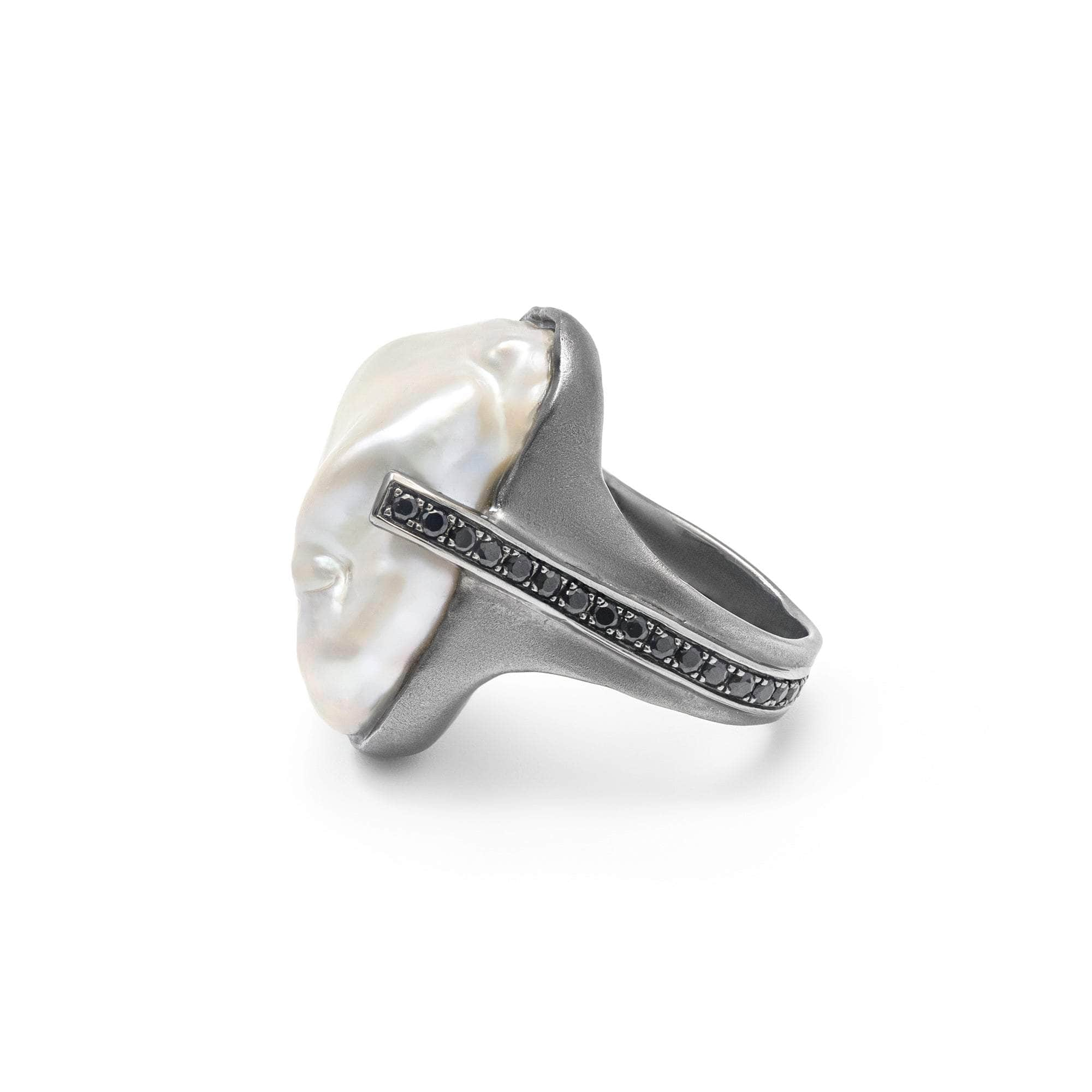 Propre Baroque Pearl and Black Spinel Ring (Black Ruthenium) GERMAN KABIRSKI