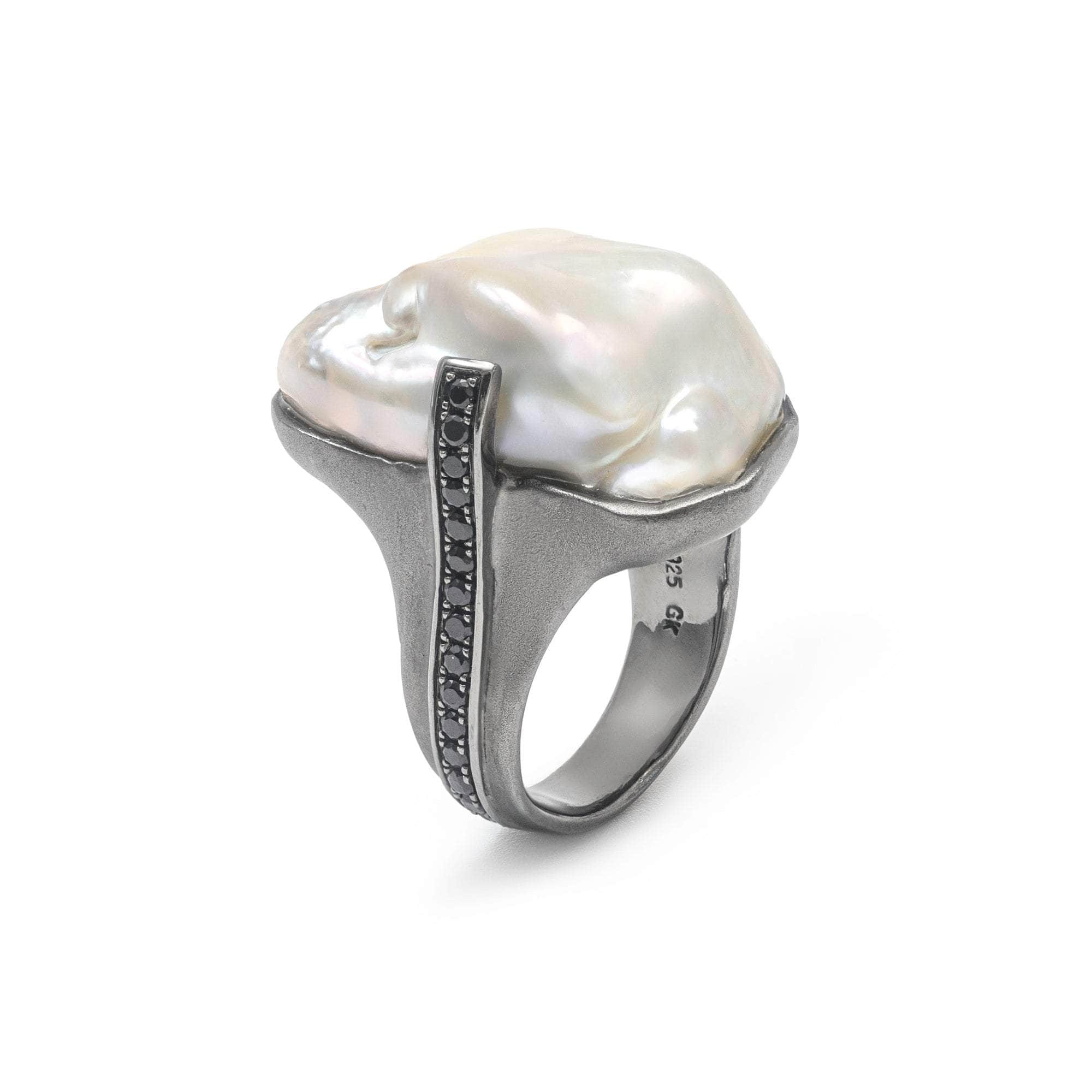 Propre Baroque Pearl and Black Spinel Ring (Black Ruthenium) GERMAN KABIRSKI