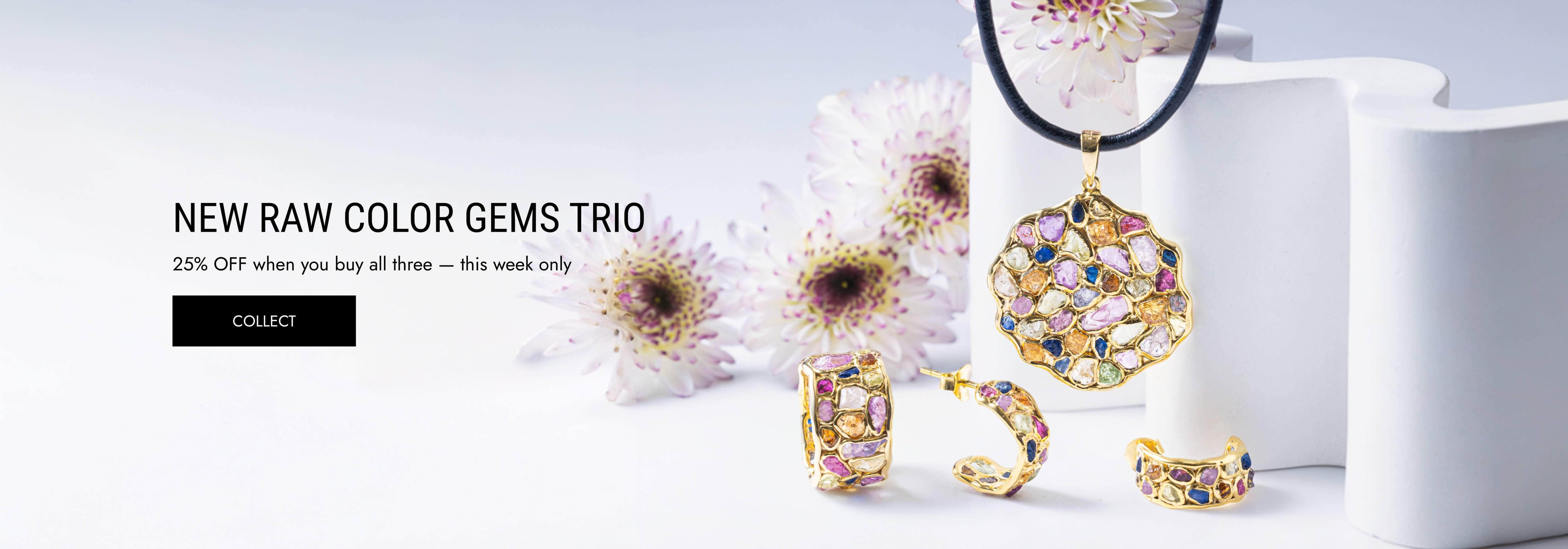 raw gemstones jewelry set by german kabirski