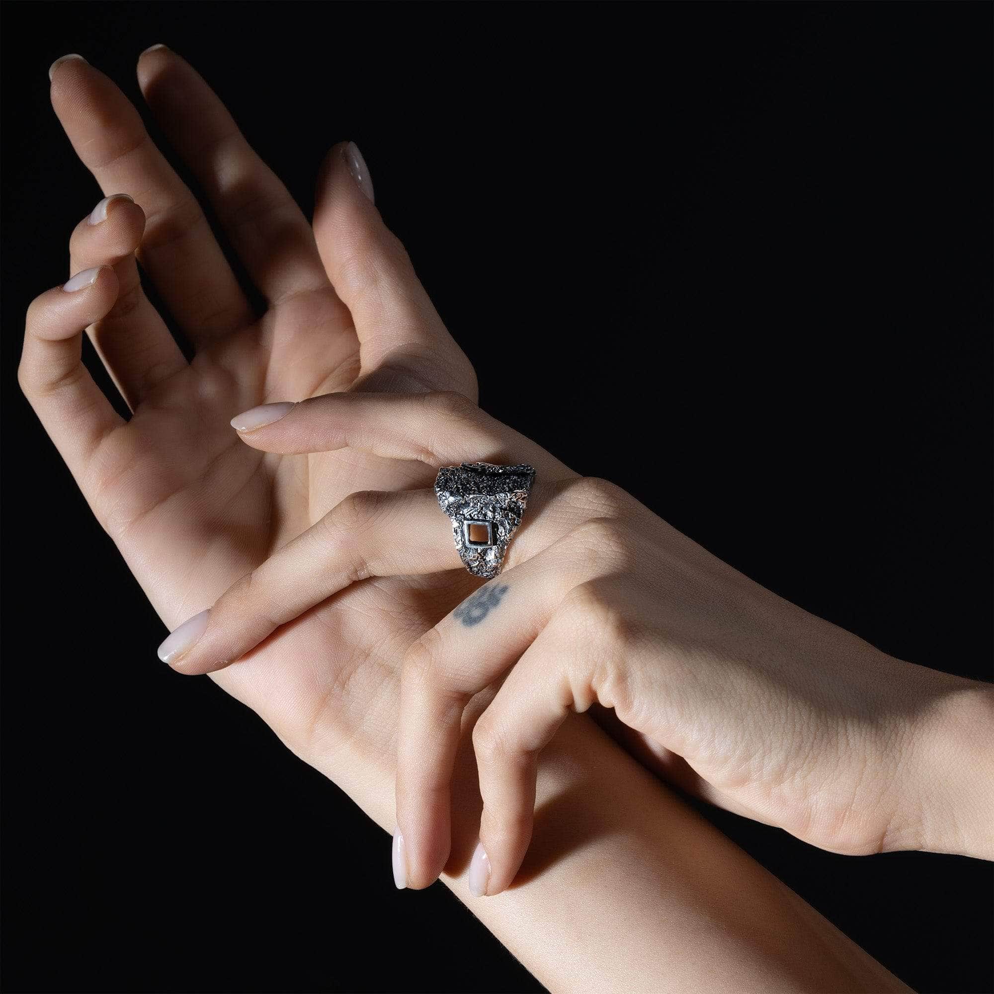 Riven Handcrafted Silver Band with Natural, Rugged Surface