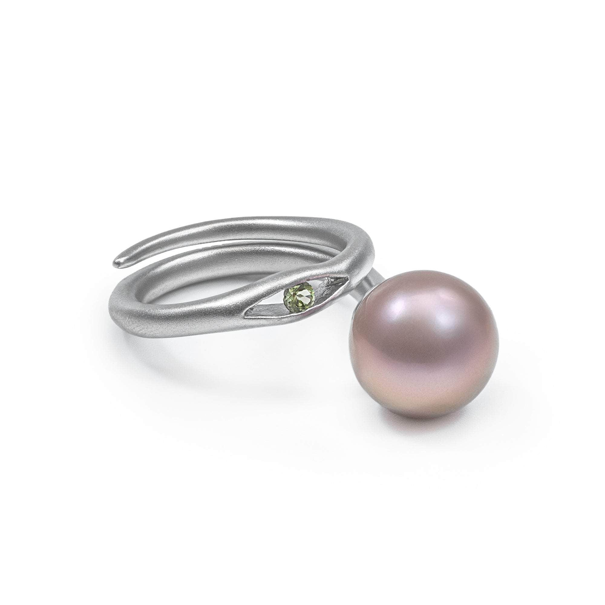 Roxe Purple Pearl and Peridot Ring (White Rhodium) GERMAN KABIRSKI