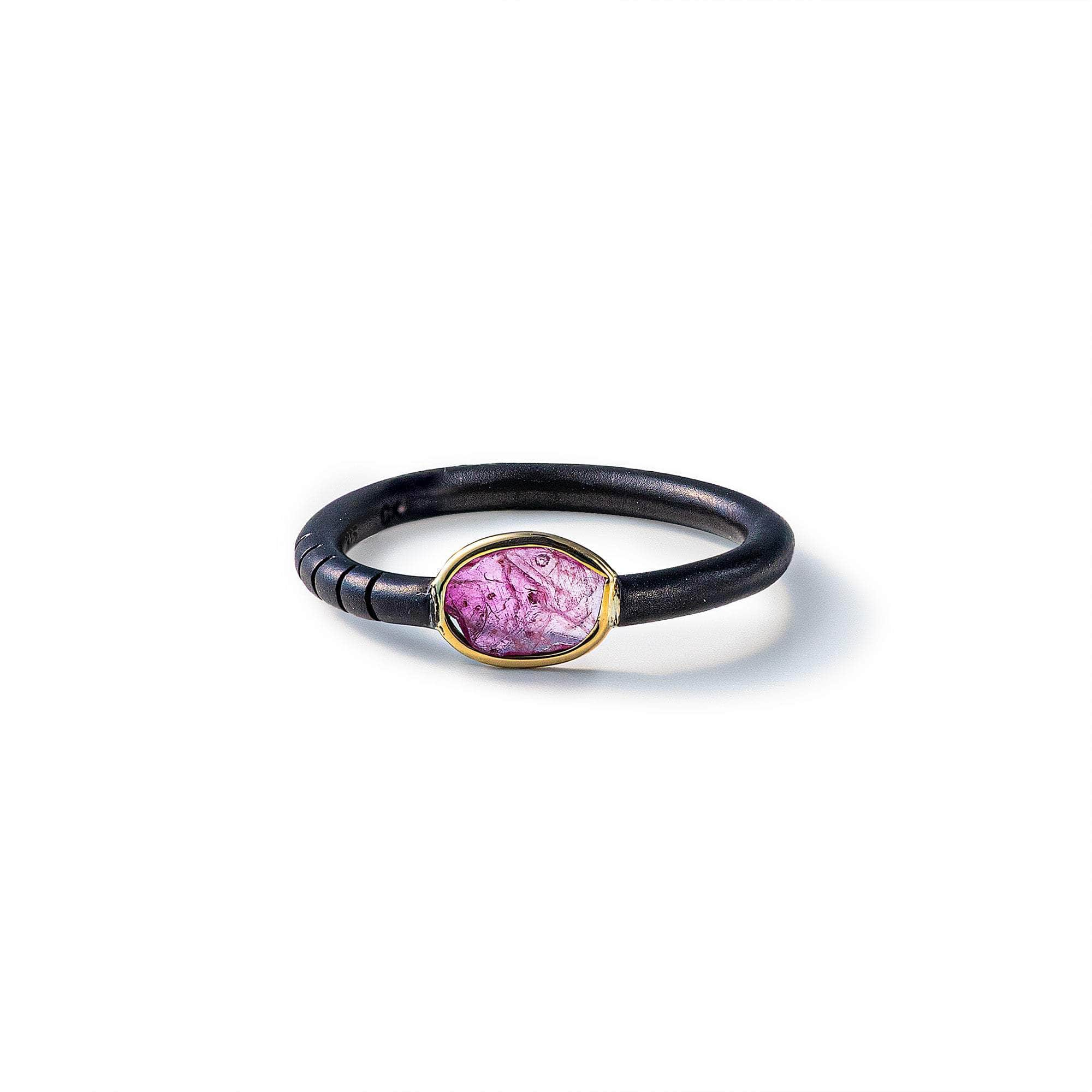 Sappho Rough Pink Sapphire Ring (Anthracite) GERMAN KABIRSKI