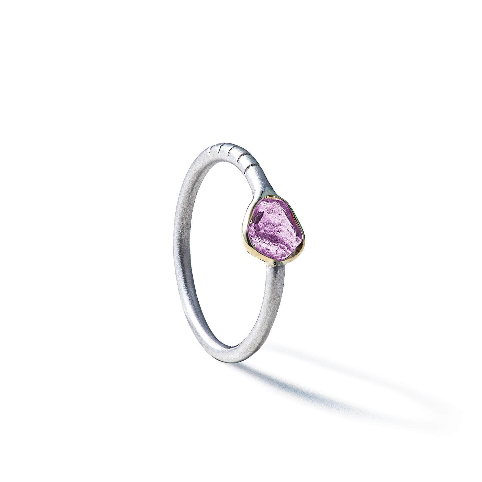 Sappho Rough Pink Sapphire Ring (White Rhodium) GERMAN KABIRSKI