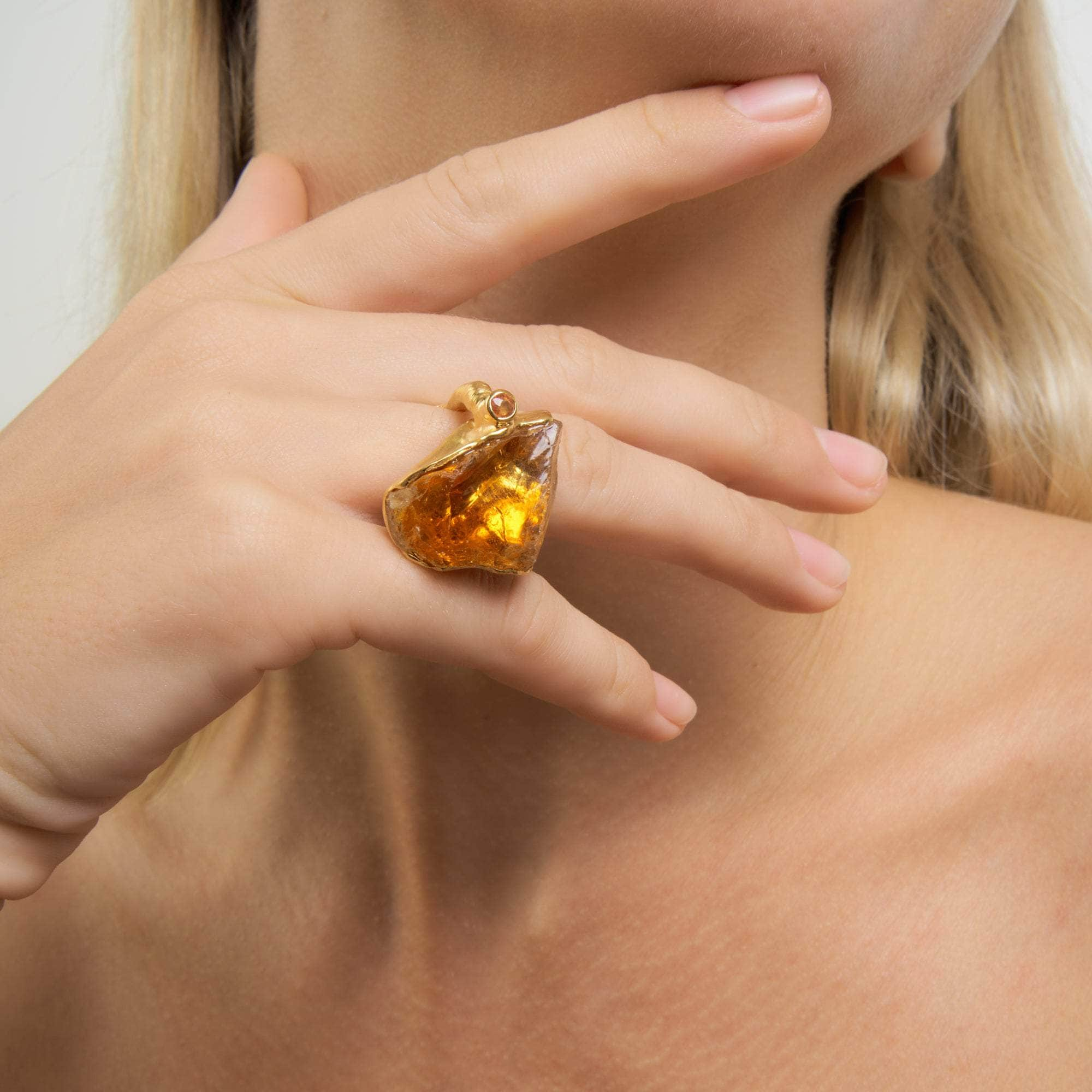 Sola Rough Citrine and Yellow Sapphire Ring GERMAN KABIRSKI