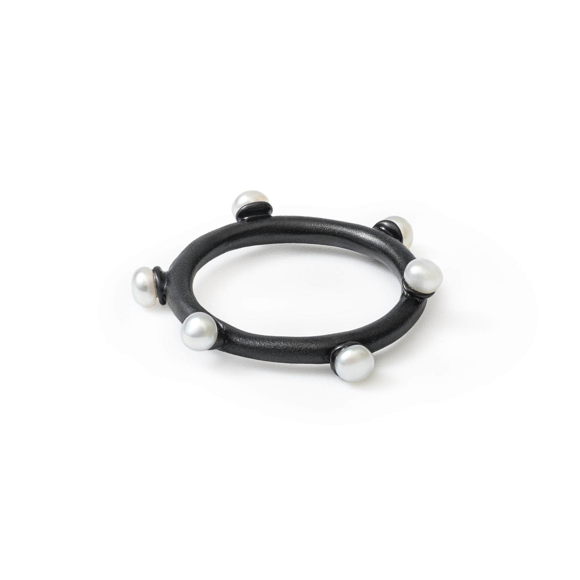 Thalassa White Micro Pearl Ring (Black Anthracite) GERMAN KABIRSKI