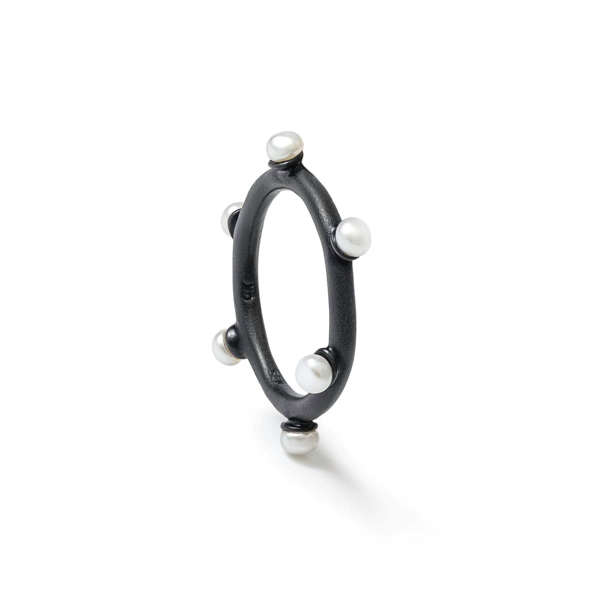 Thalassa White Micro Pearl Ring (Black Anthracite) GERMAN KABIRSKI