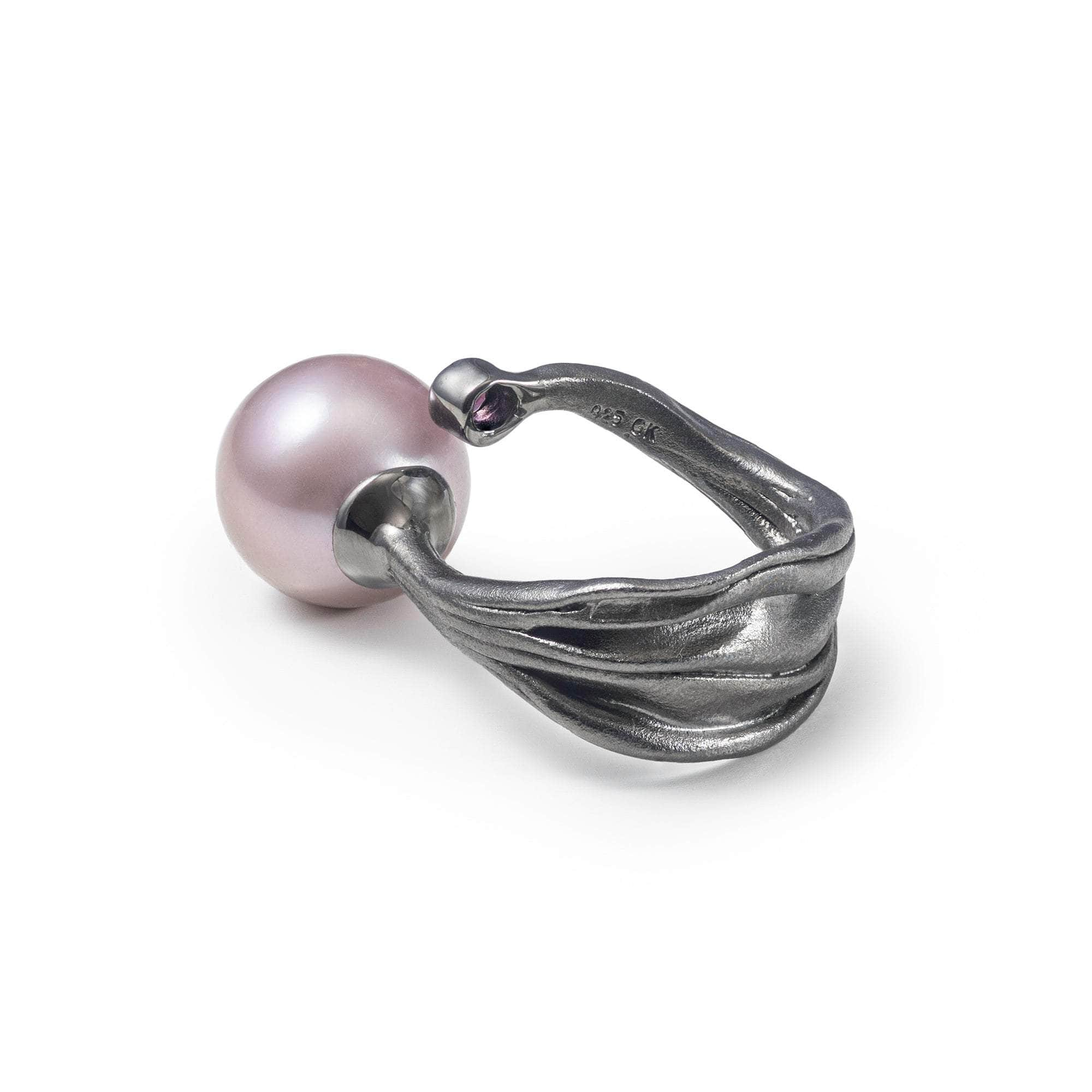 Thaline Purple Pearl and Rhodolite Ring (Black Ruthenium) GERMAN KABIRSKI