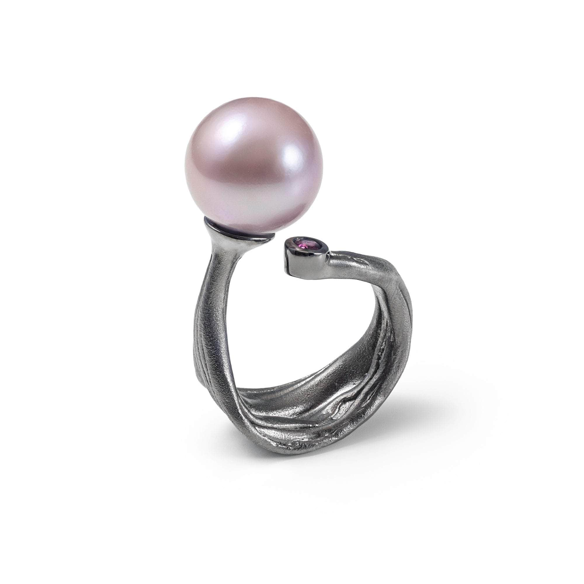 Thaline Purple Pearl and Rhodolite Ring (Black Ruthenium) GERMAN KABIRSKI