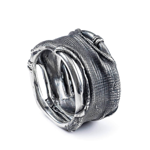 Tharn Sterling Silver Ring with Layered, Wrapped Texture