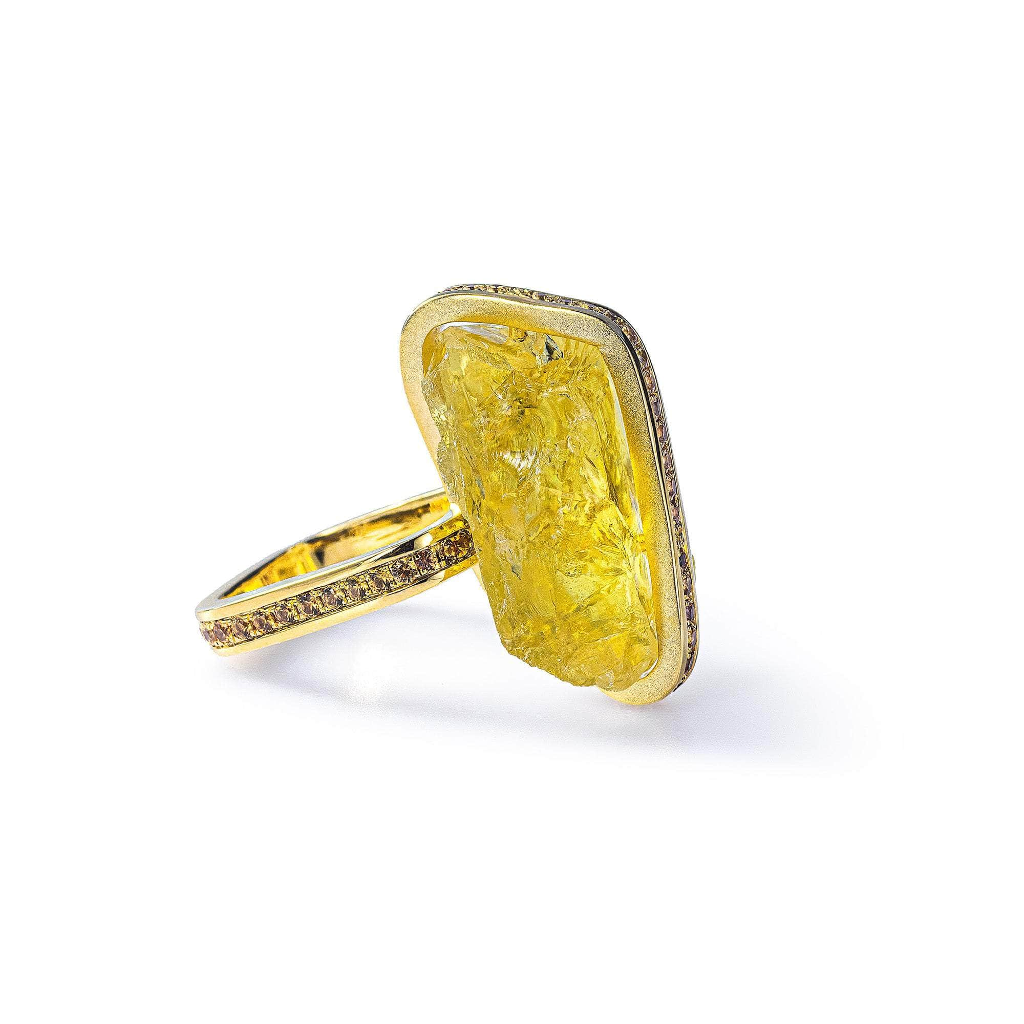 Uni Rough Lemon Quartz and Yellow Sapphire Ring GERMAN KABIRSKI