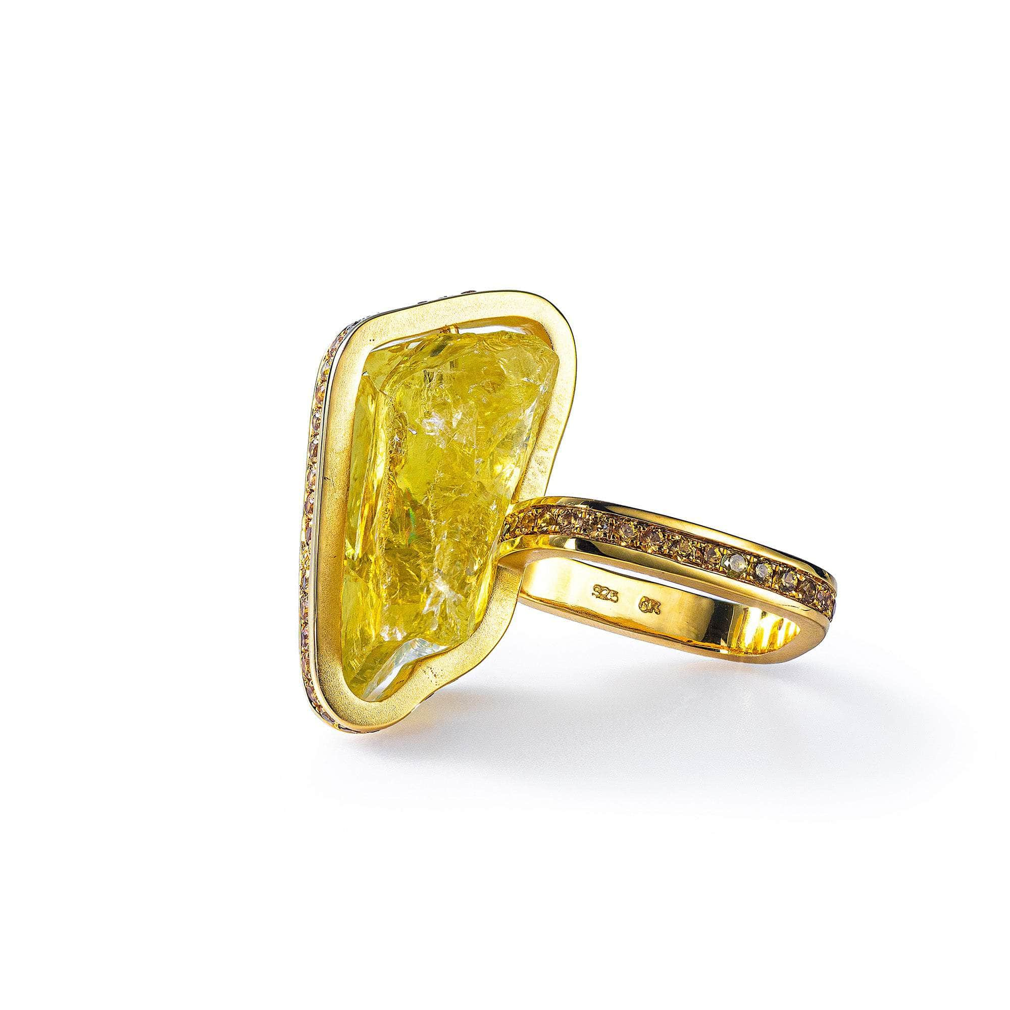 Uni Rough Lemon Quartz and Yellow Sapphire Ring GERMAN KABIRSKI