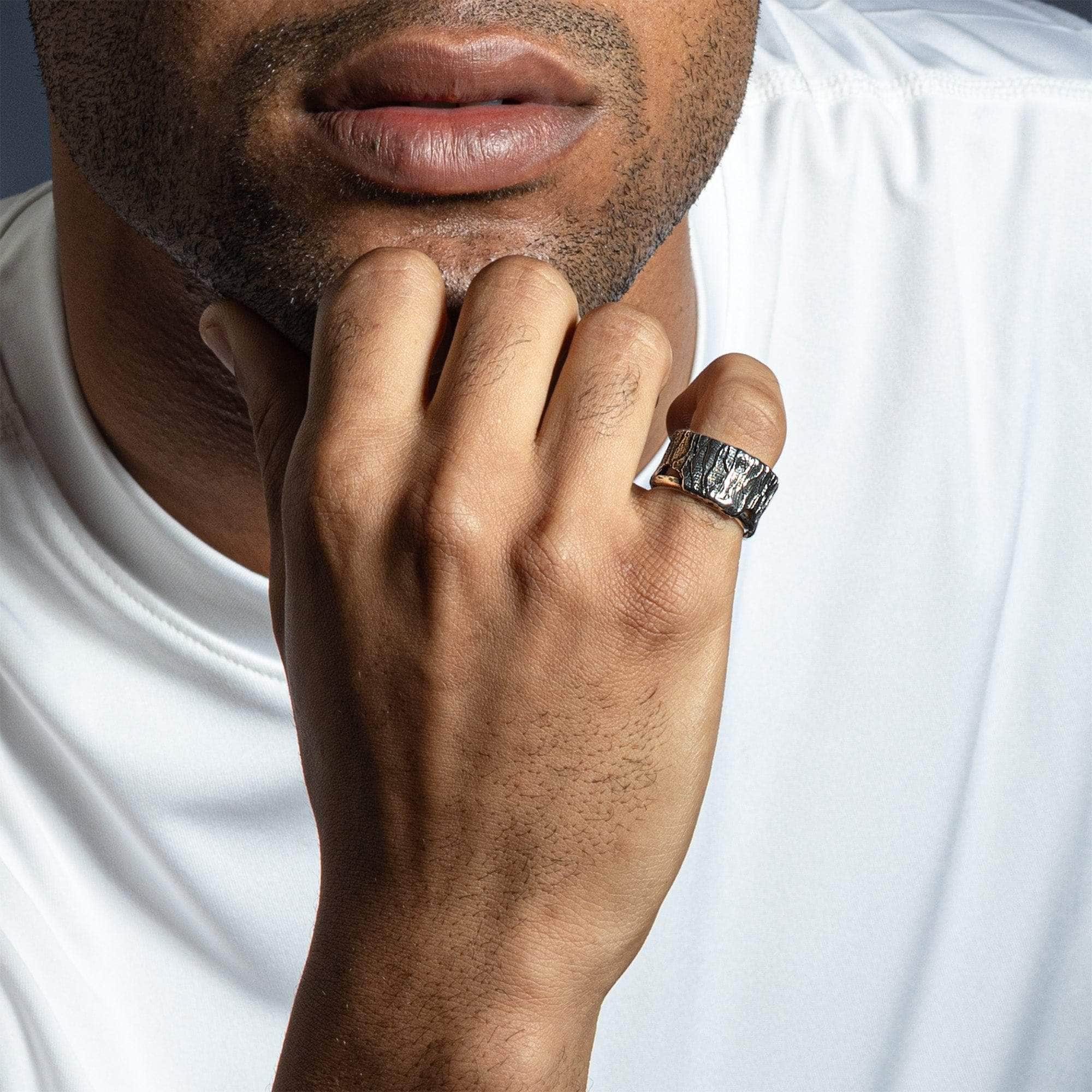 Veldt Oxidized 925 Silver Ring with Organic Wrinkled Texture