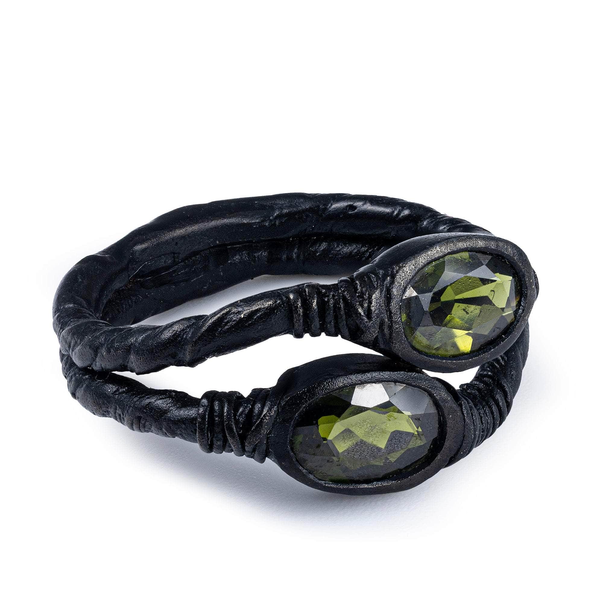 Vesta Ring in Anthracite Plated Silver with Chrome Diopside for Organic Minimalist Style