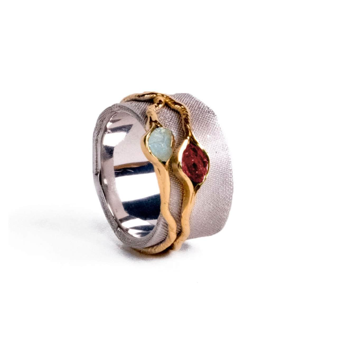 Vissa Garnet and Aquamarine Ring