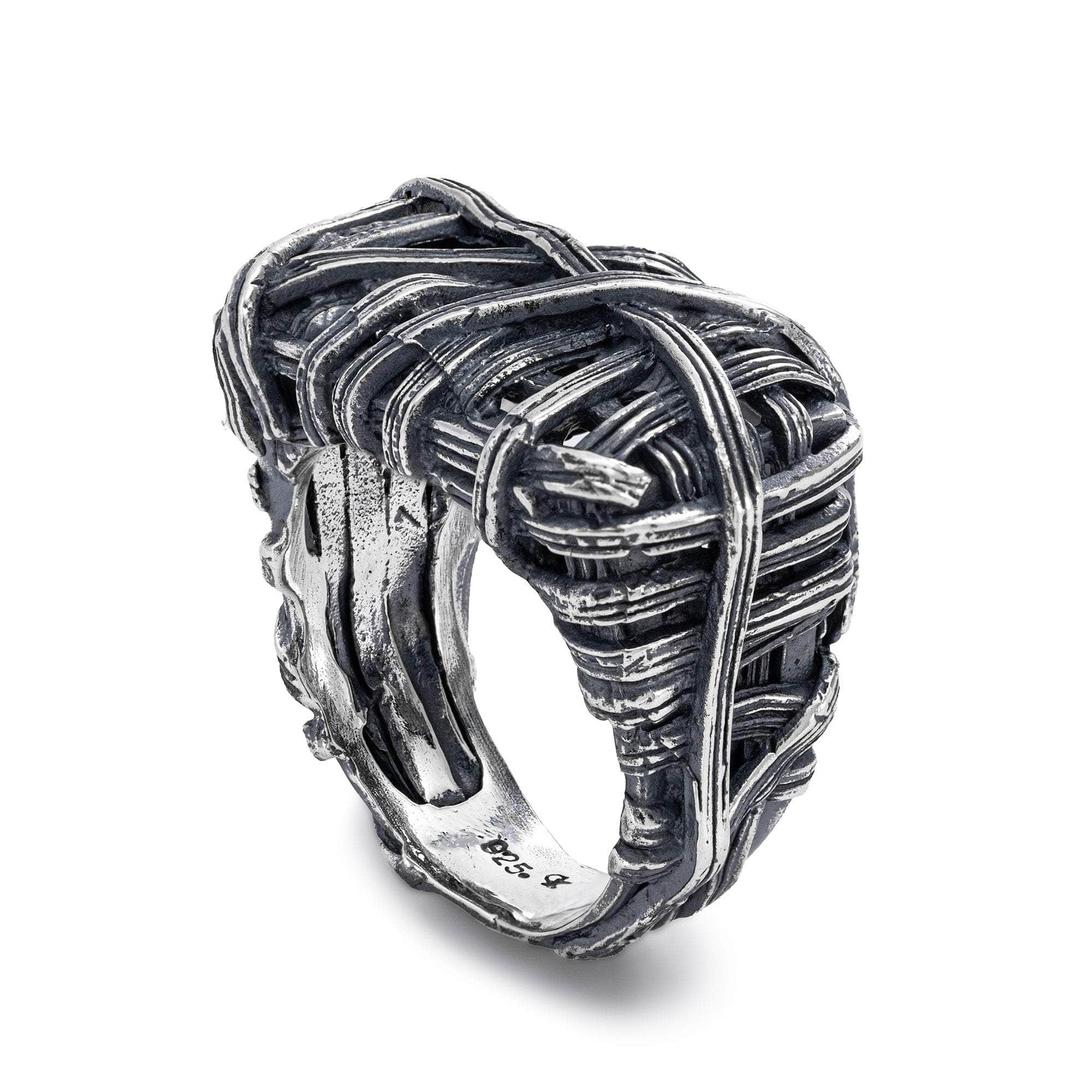 Vortex Handmade Silver Band with Raw Interwoven Texture