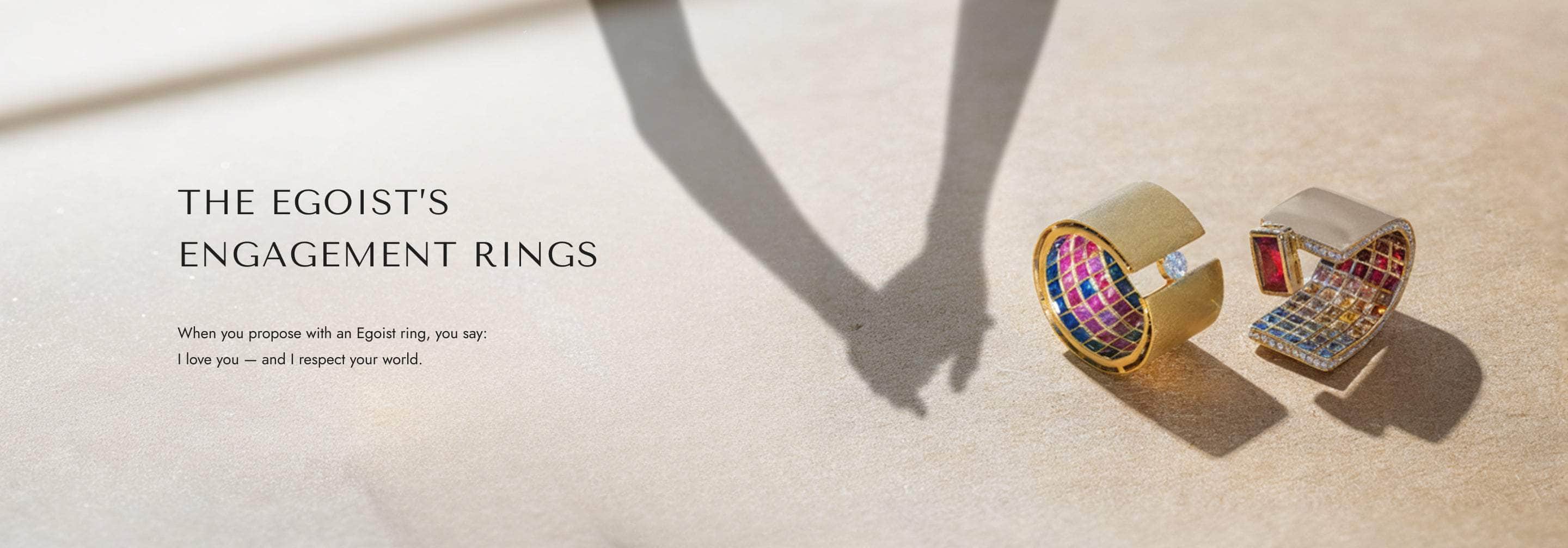 wedding and engagement rings with gemstones inside by german kabirski