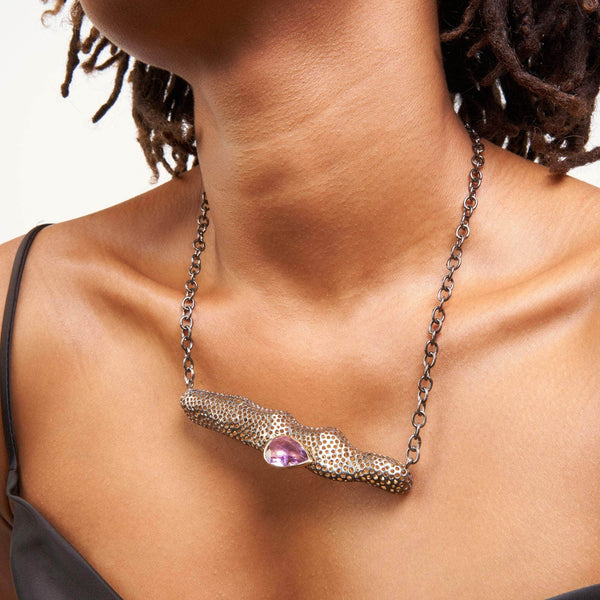 Necklace gray/gold Trochi Amethyst Necklace Trochi Amethyst Necklace, Necklace by GERMAN KABIRSKI