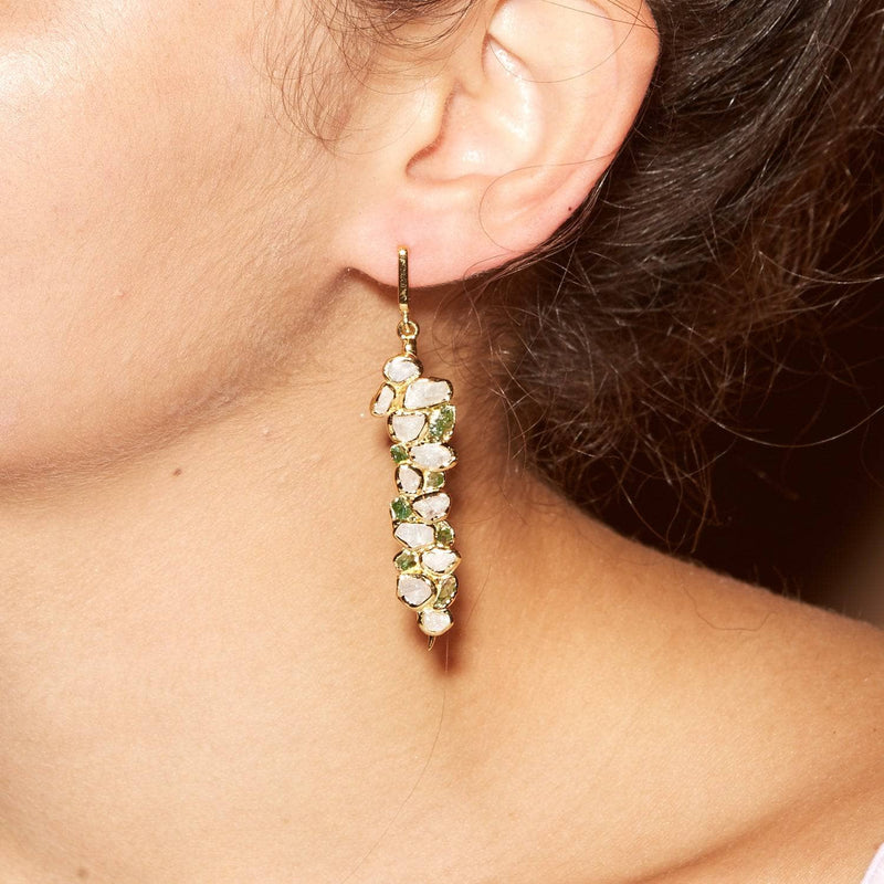 Earrings gold Seren White Sapphire and Tsavorite Earrings Seren White Sapphire and Tsavorite Earrings, Earrings by GERMAN KABIRSKI