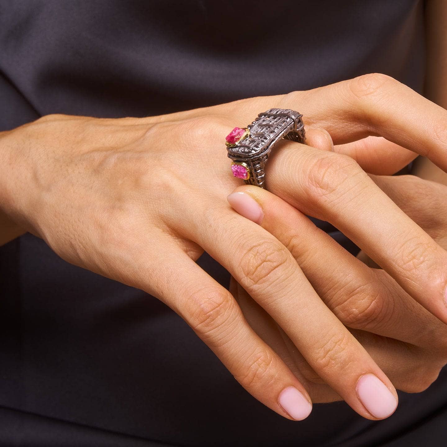 Wenn Pink Spinel Rough Ring GERMAN KABIRSKI