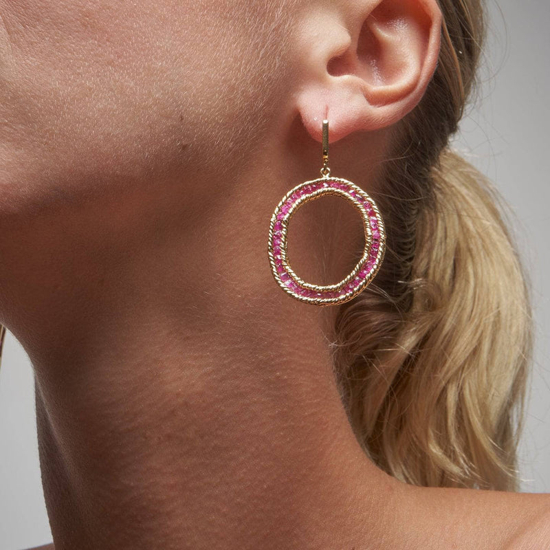 Earrings gold Tiann Pink Sapphire Rough Earrings Tiann Pink Sapphire Rough Earrings, Earrings by GERMAN KABIRSKI